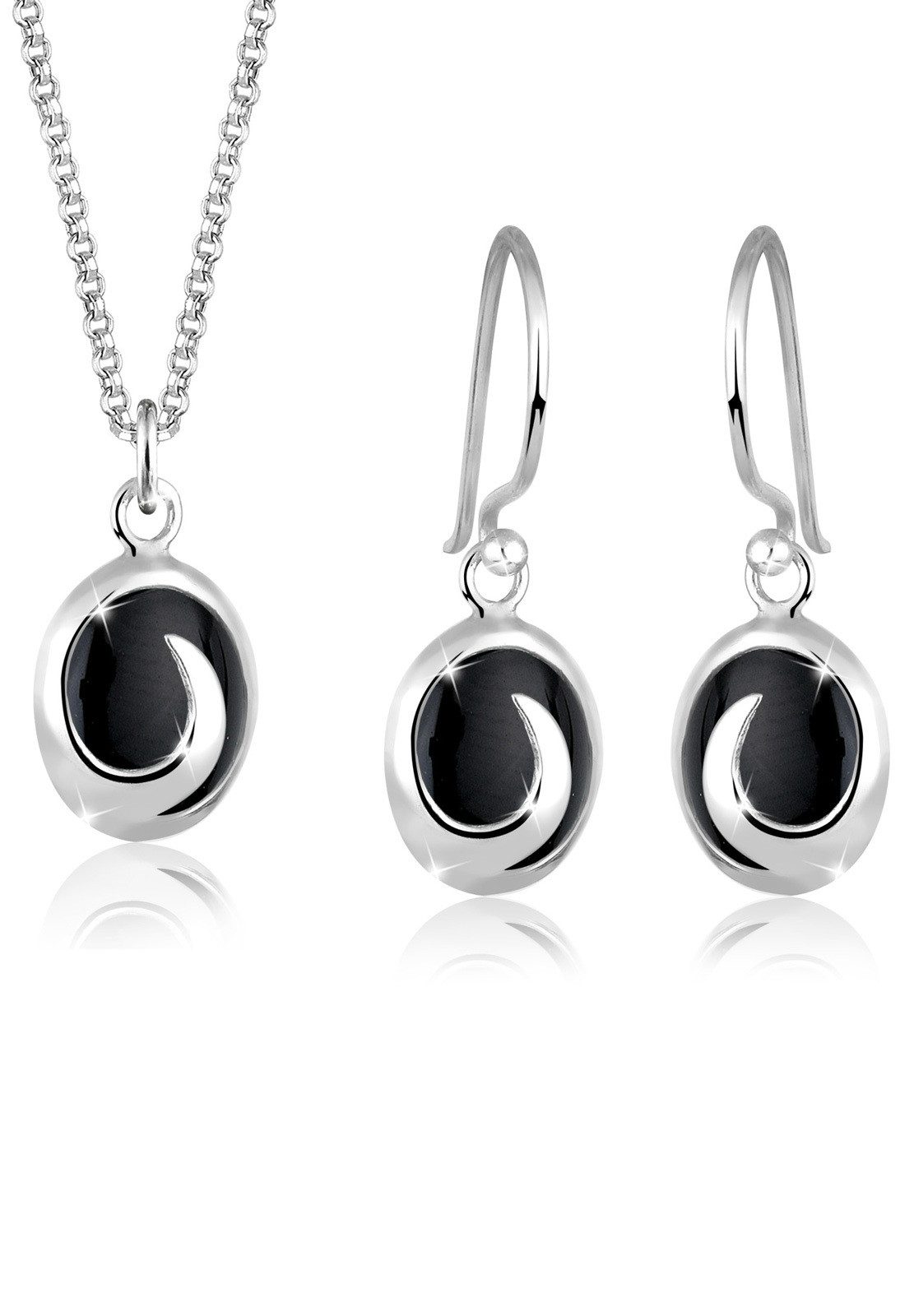 Elli Schmuckset Onyx 925 Sterling Silber