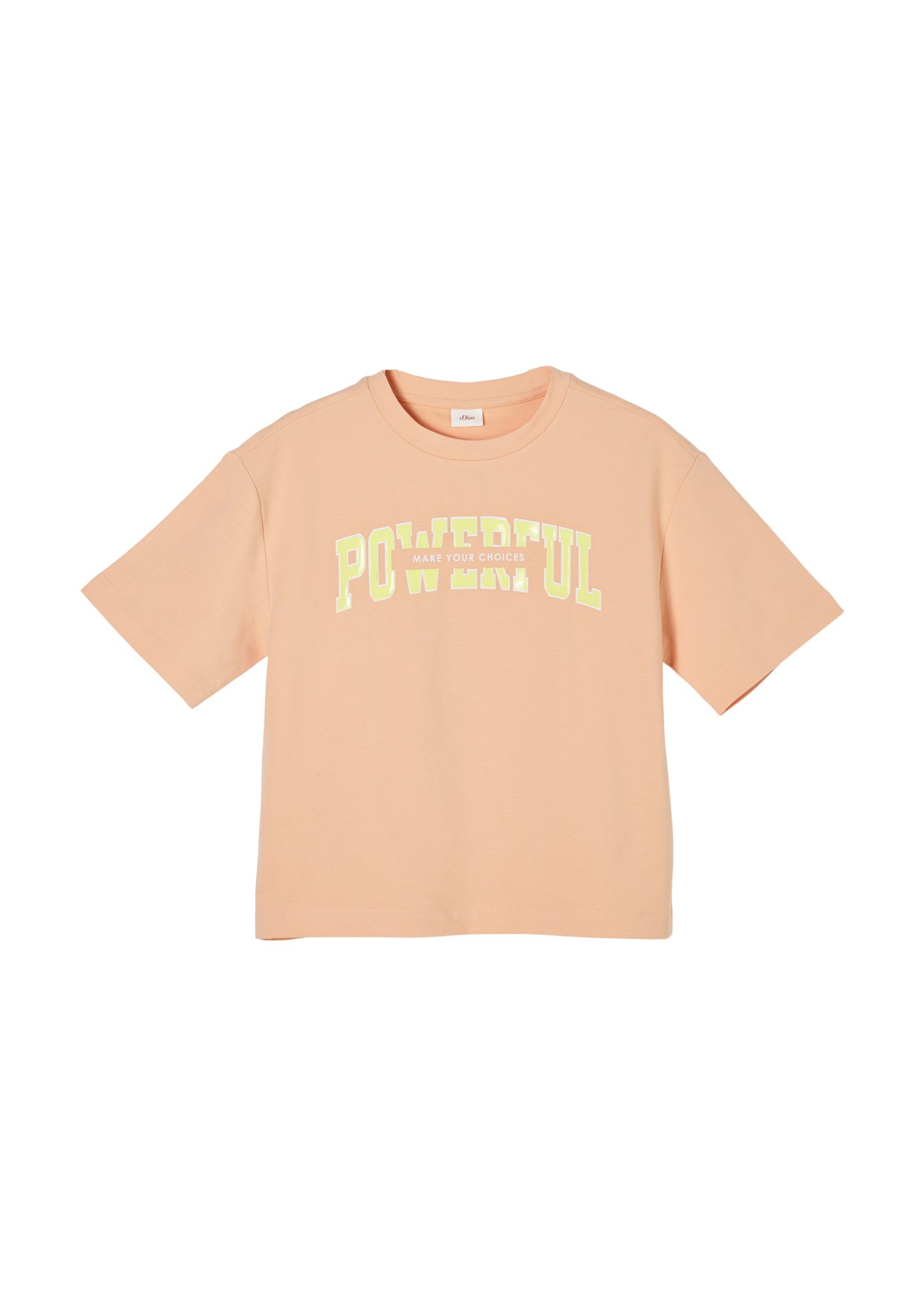 Kurzarmshirt peach mit Statementprint T-Shirt s.Oliver