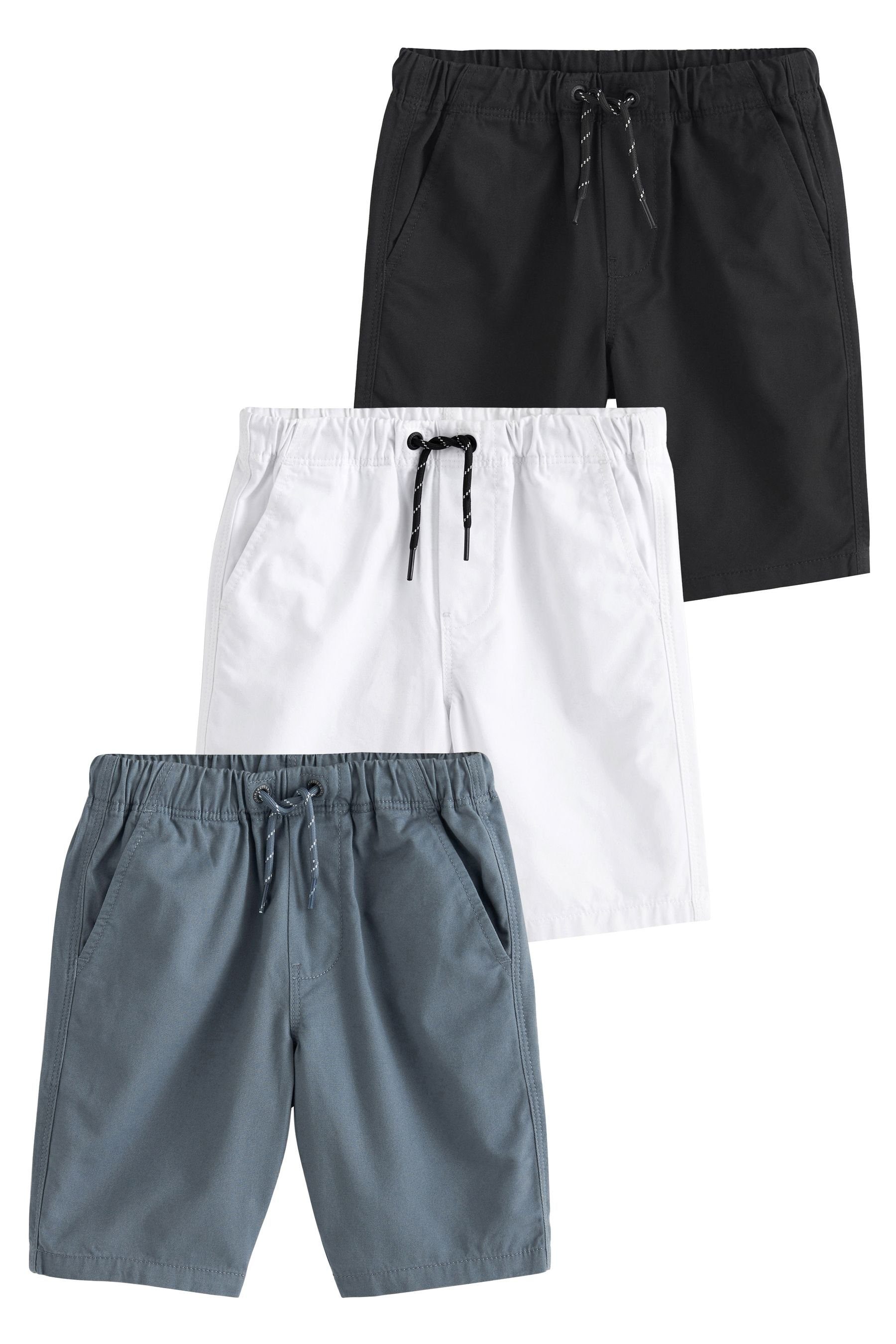 3er-Pack Black/White Shorts Next Schlupf-Shorts (3-tlg) im