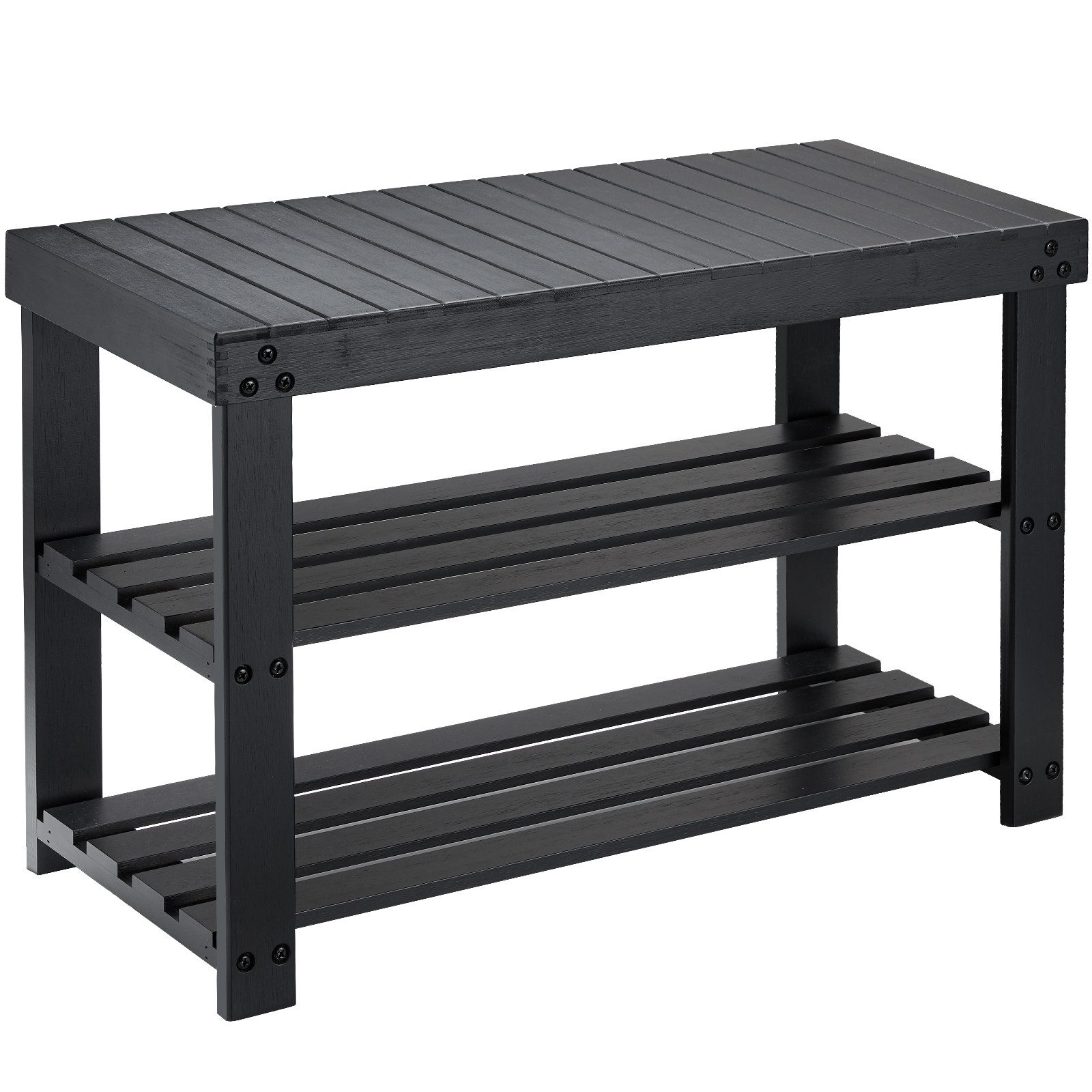 Totnz Schuhbank Bambus – 3-stufiges Schuhregal mit Sitzbank, Sitzbank bis 136kg (70x28x45 cm), großer Stauraum für Schuhe, ideal für Flur oder kleine Räume