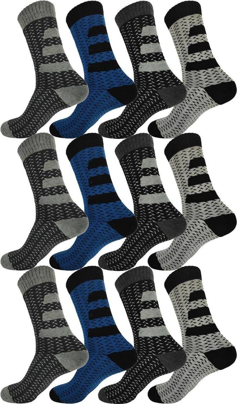 EloModa Thermosocken 12 Paar Thermo Winter Socken Vollfrottee Warm Baumwolle; 39-42 43-46 (12-Paar) 12 Paar, Mix6 | Thermosocken