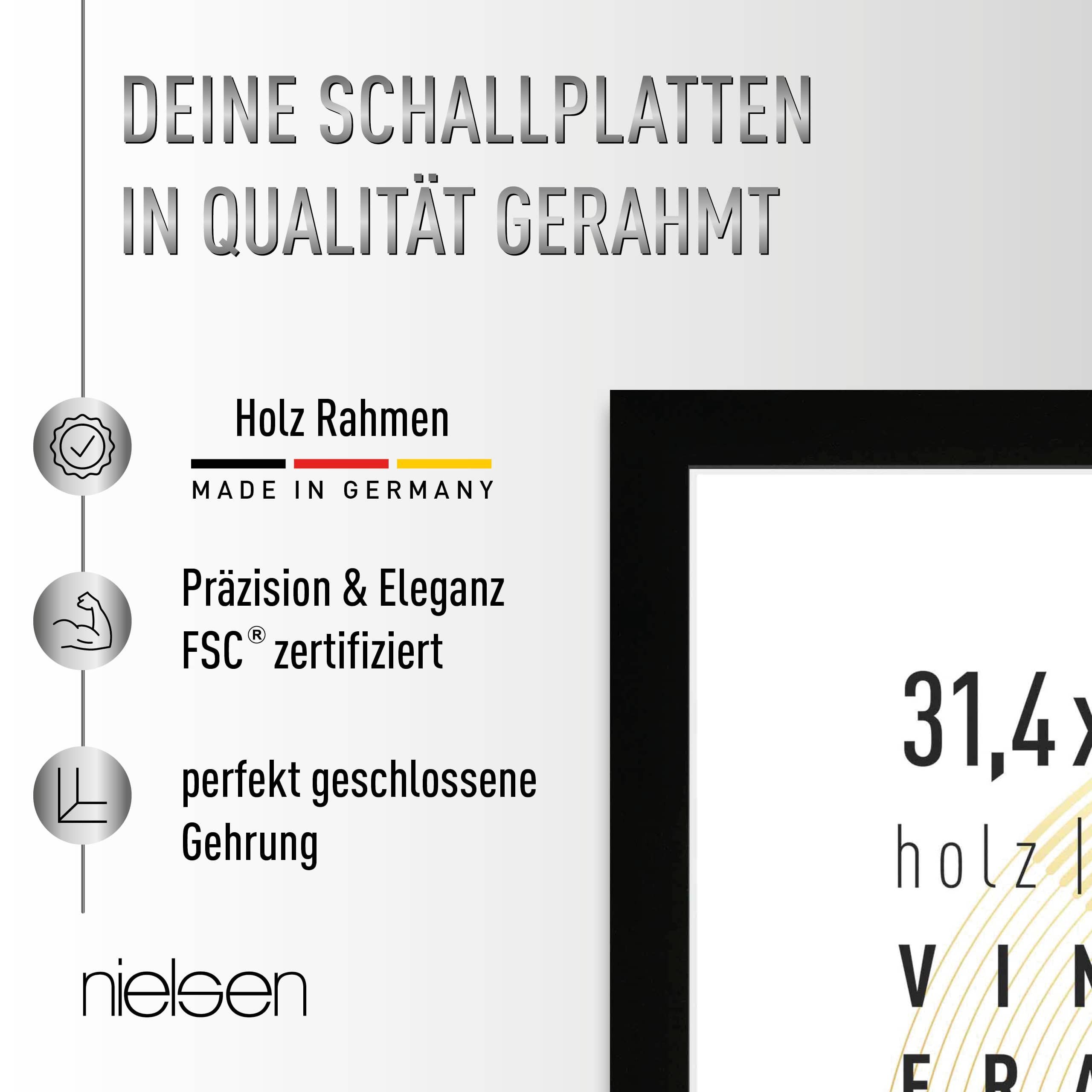 nielsen Bilderrahmen Holz Bilderrahmen Schallplattenrahmen, (1 St)