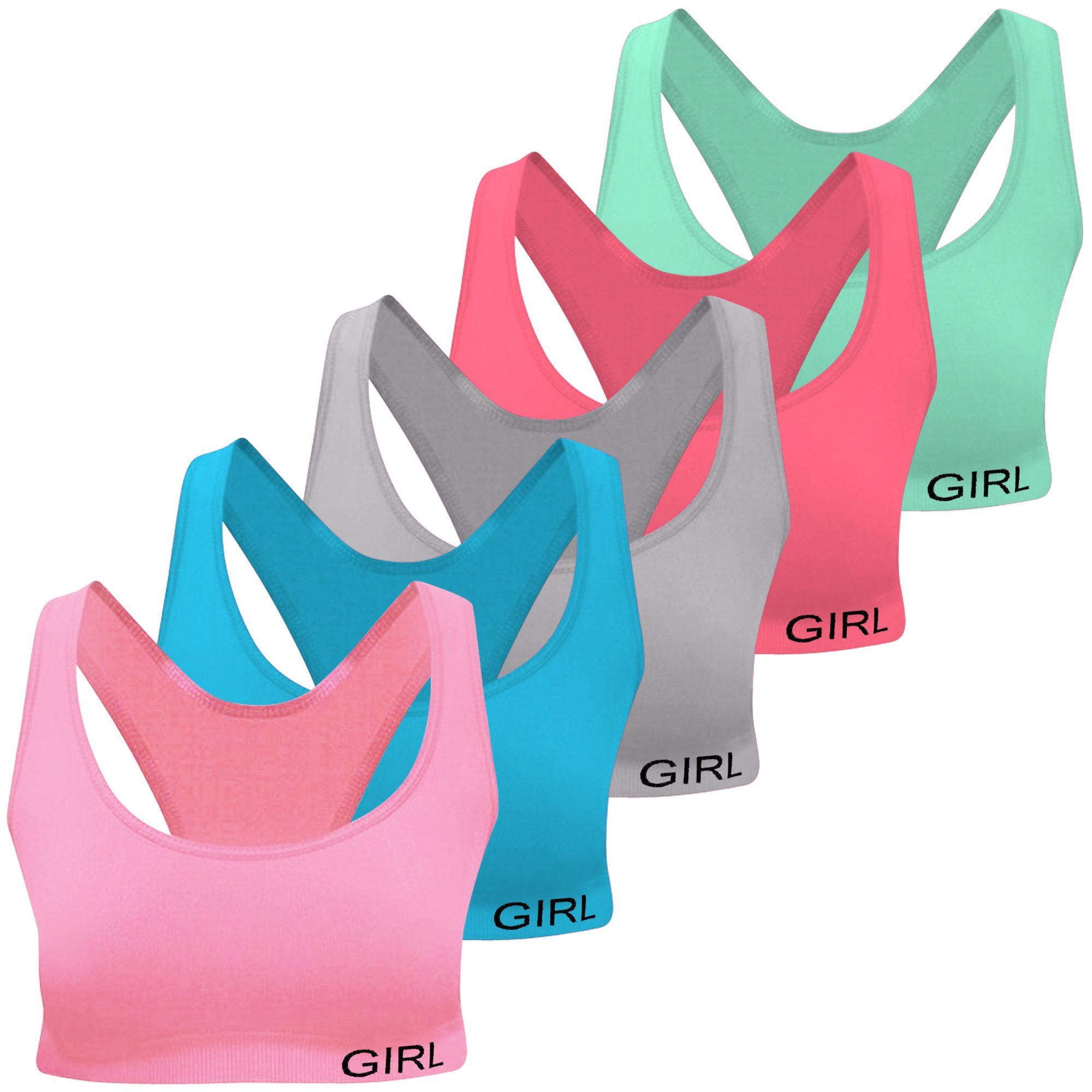 LOREZA Bustier 5er Set Mädchen Bustier - Nahtlos Mikrofaser - Bunt (Set, 5-tlg., 5er-Pack)