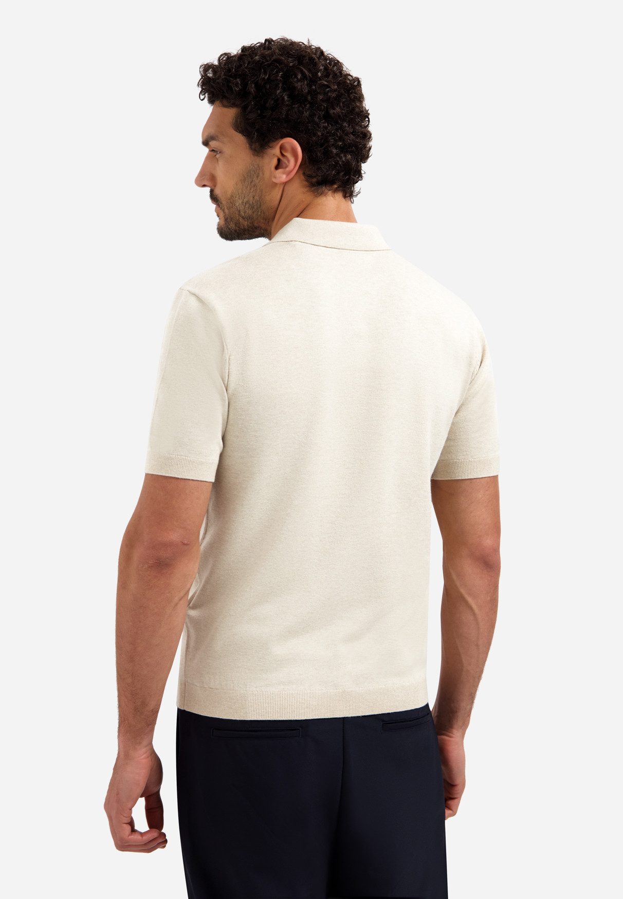 NO EXCESS Poloshirt Pullover Short Sleeve V-Polo Melang - Poloshirt Herren - Strickpolo