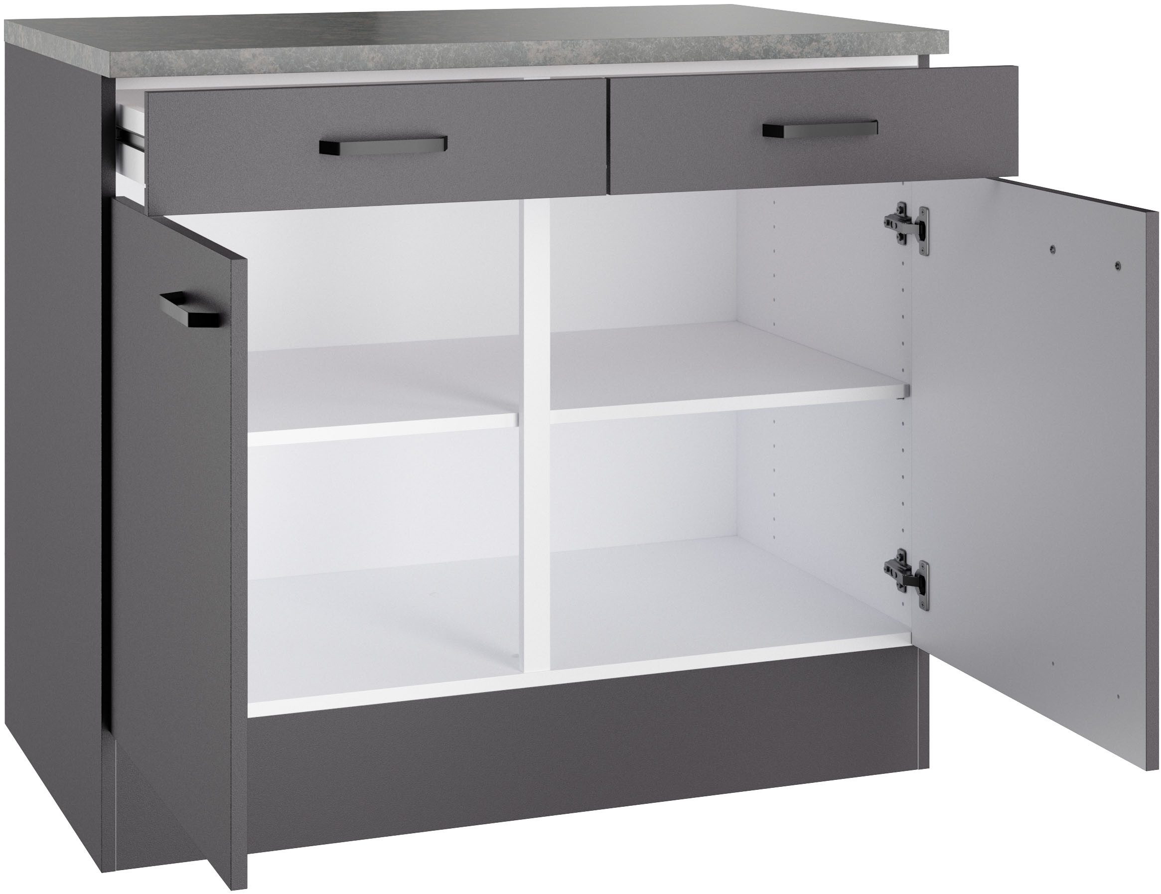 OPTIFIT Unterschrank OPTImulti Breite 100 cm, Tiefe 60 cm, mit 2 Türen, 2 Schubkästen, 1 Einlegeboden