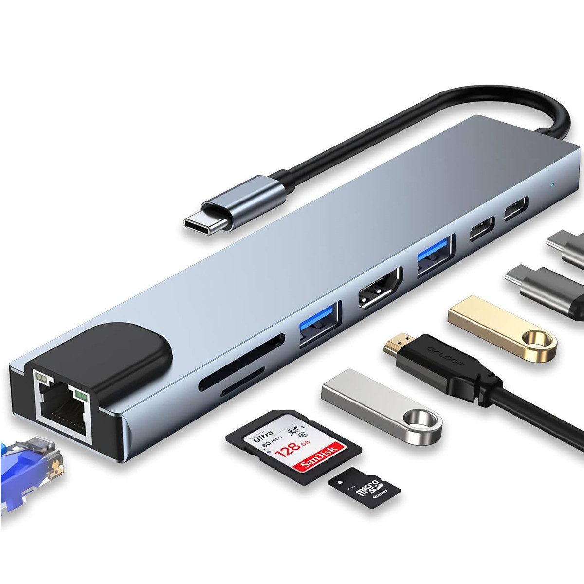 USB-Verteiler USB C 3.0 Hub Verteiler Splitter Adapter für Notebook Laden Laptop PC