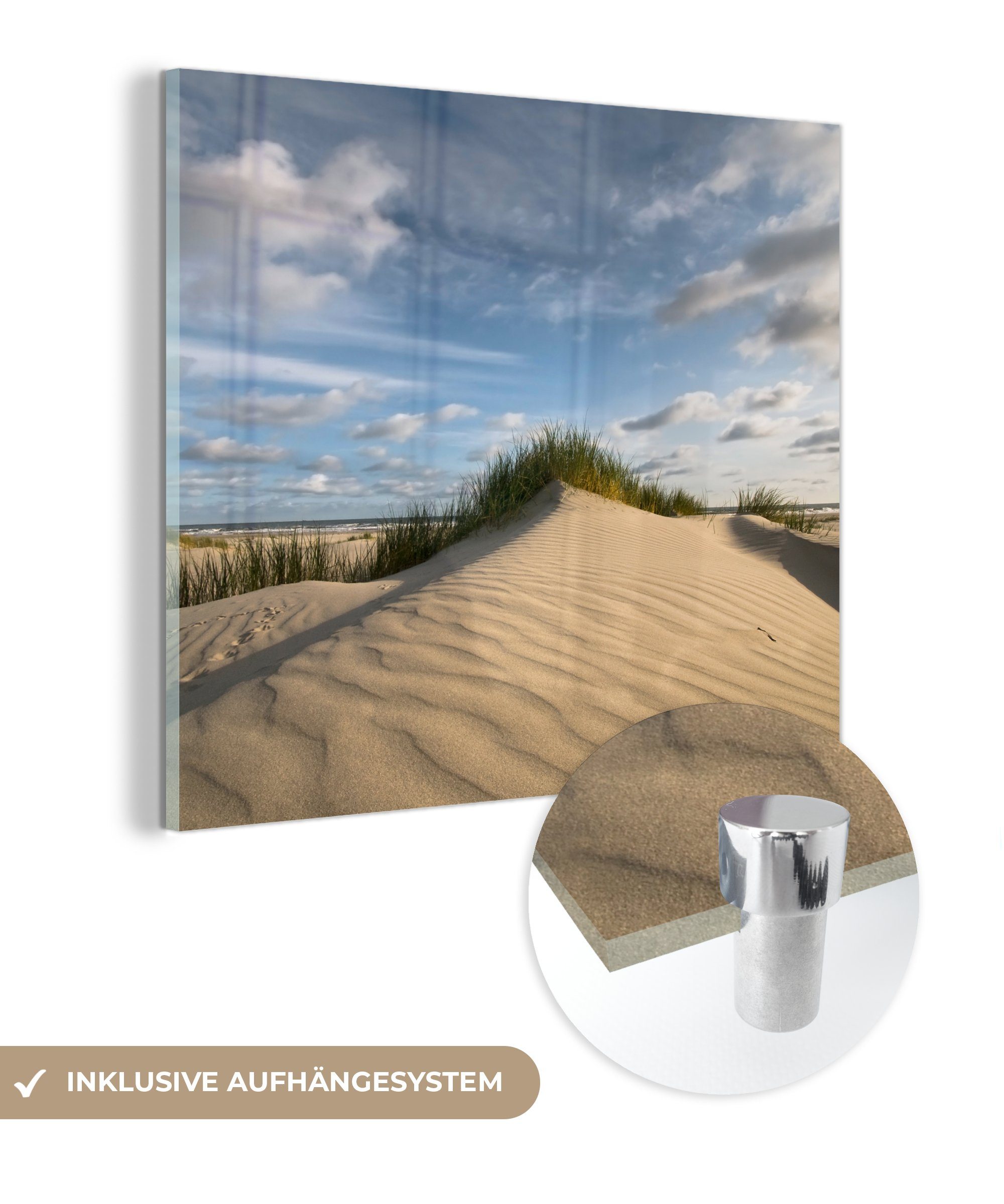 MuchoWow Acrylglasbild Strand - Sand - Niederlande, (1 St), Glasbilder - Bilder auf Glas Wandbild - Foto auf Glas - Wanddekoration