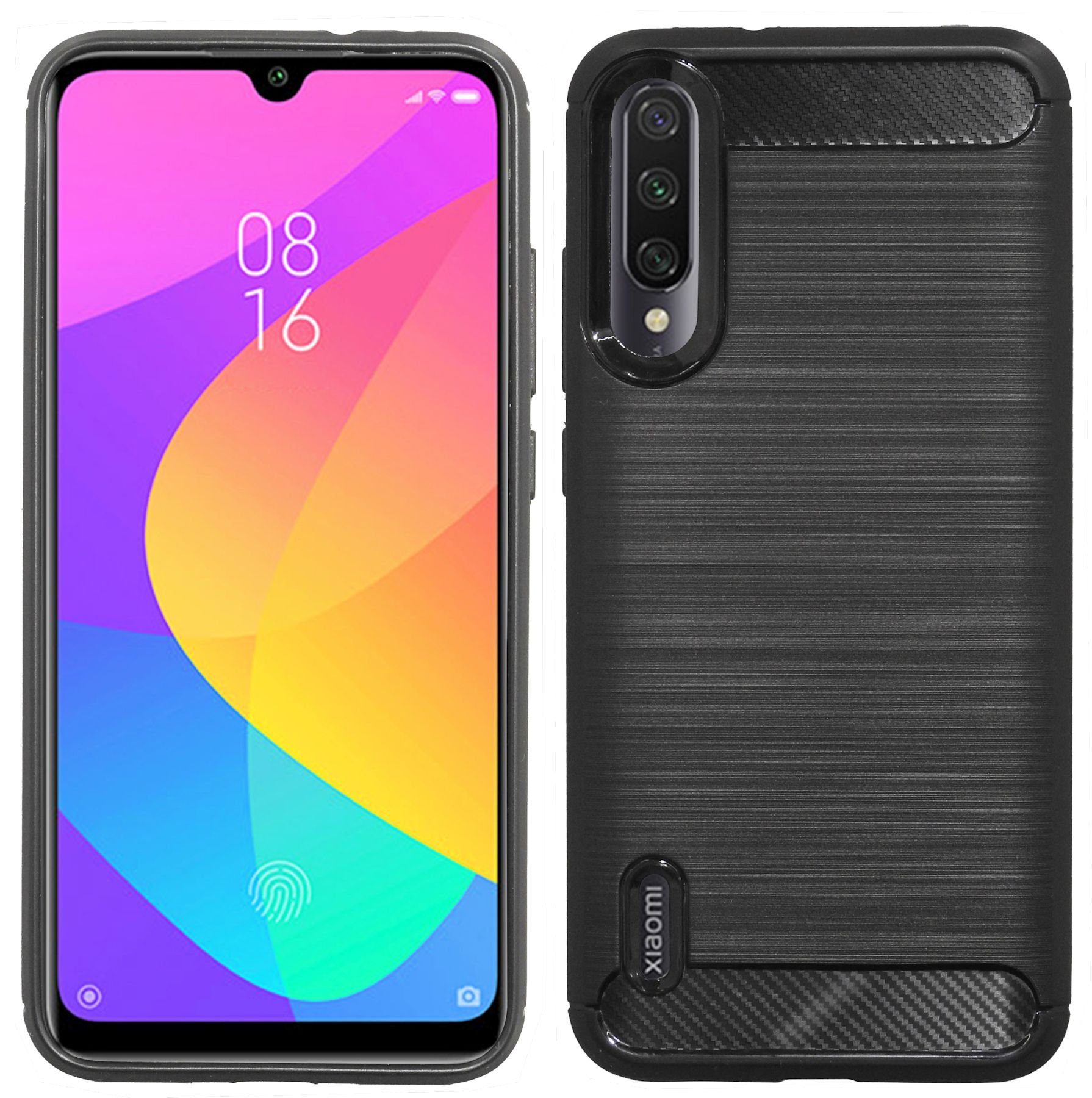 cofi1453 Handyhülle Silikon Hülle Carbon für Xiaomi Mi A3, Case Cover Schutzhülle Bumper