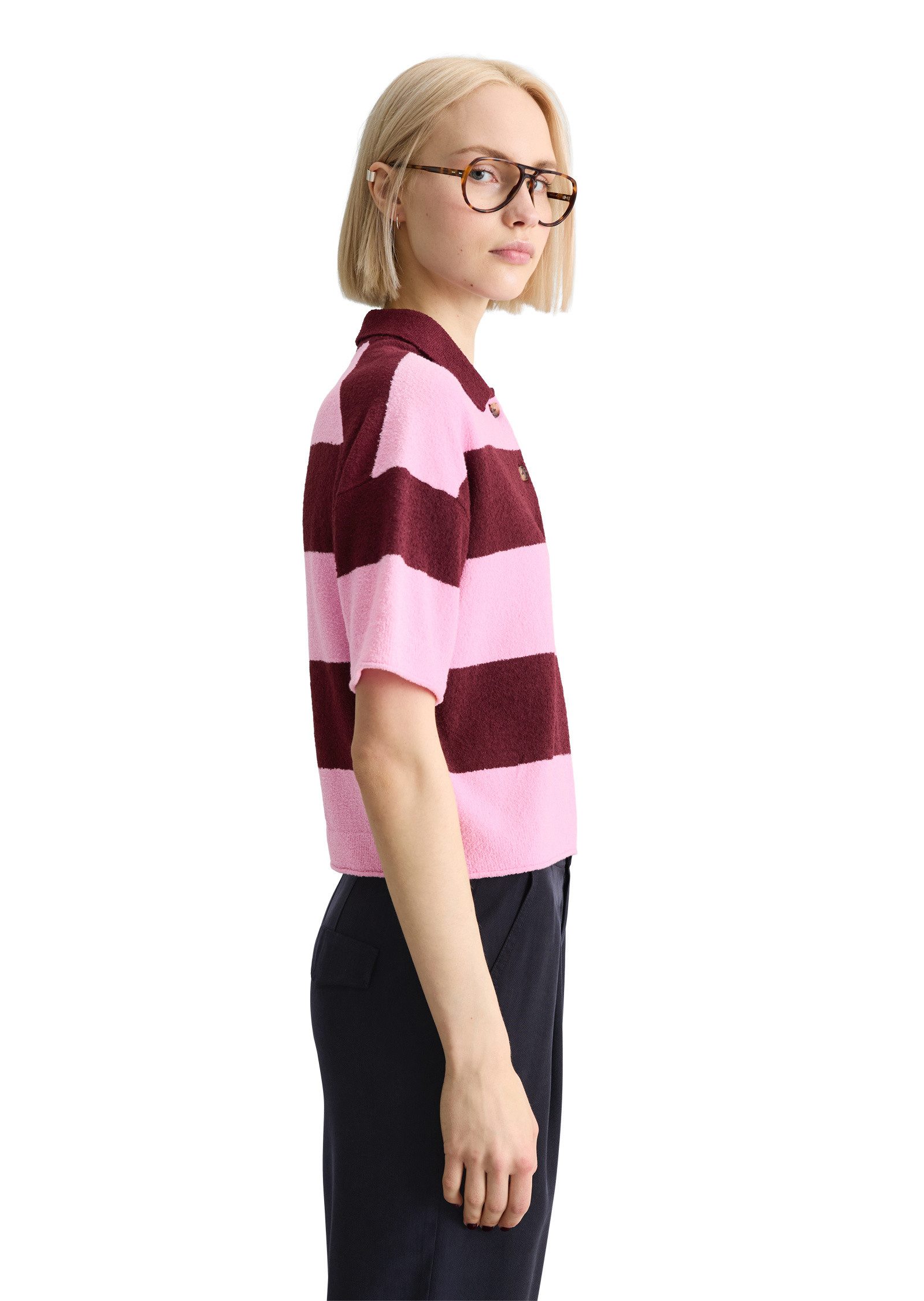 Marc O'Polo DENIM Poloshirt aus Crinkled Organic Cotton-Mix