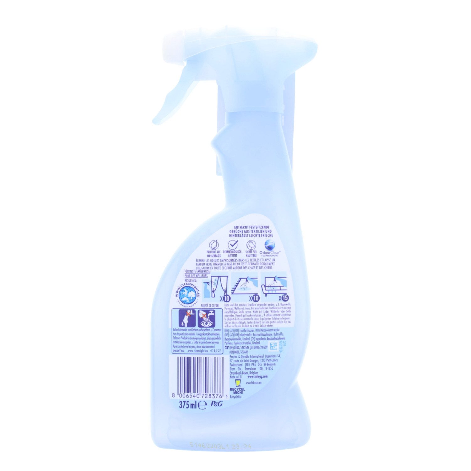 Febreze Textilerfrischer Febreze Reine Frische Textilerfrischer Spray 375ml entfernt Gerüche