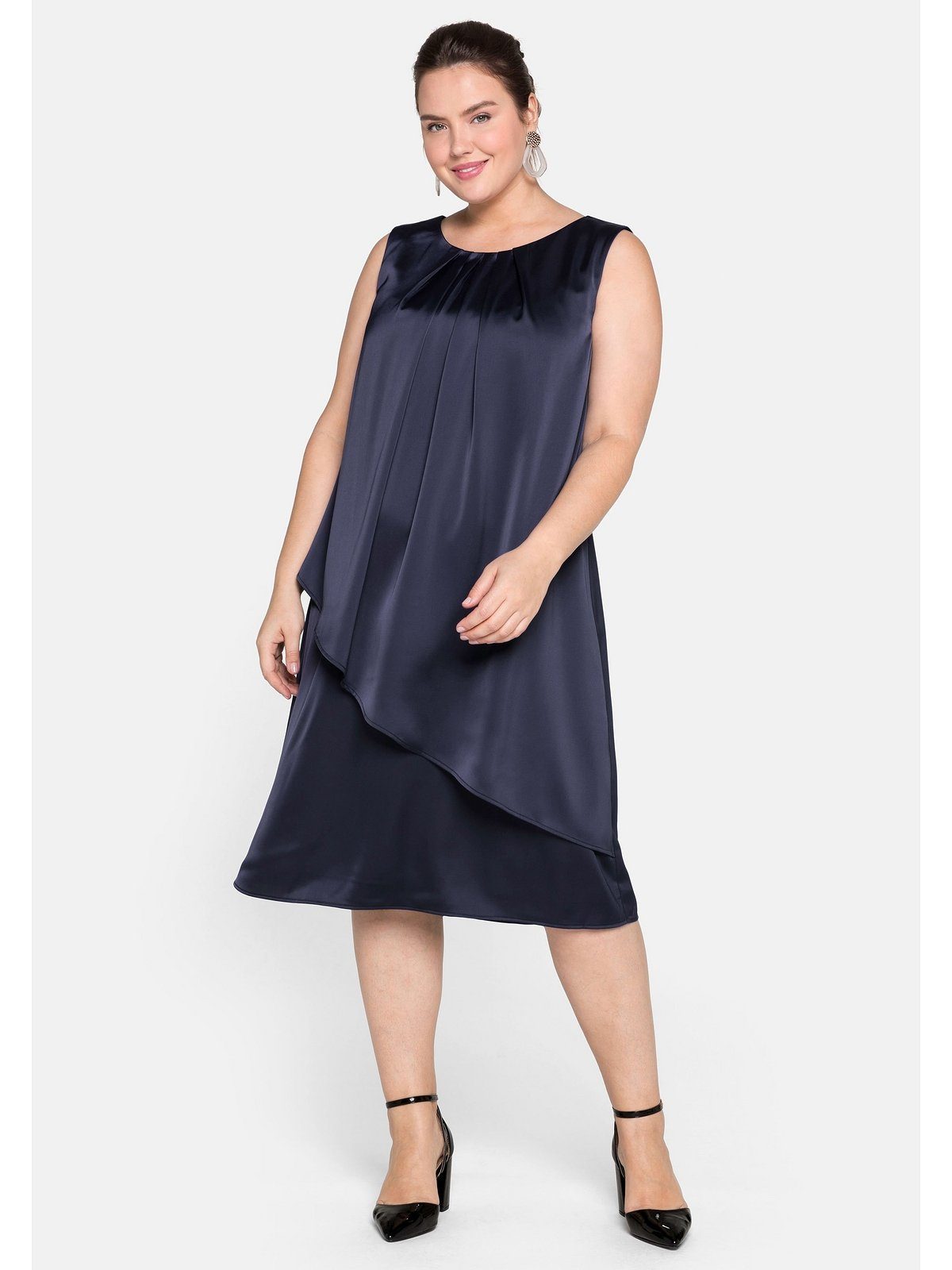 Sheego Cocktailkleid Große Größen im Lagenlook, aus samtartigem Chiffon