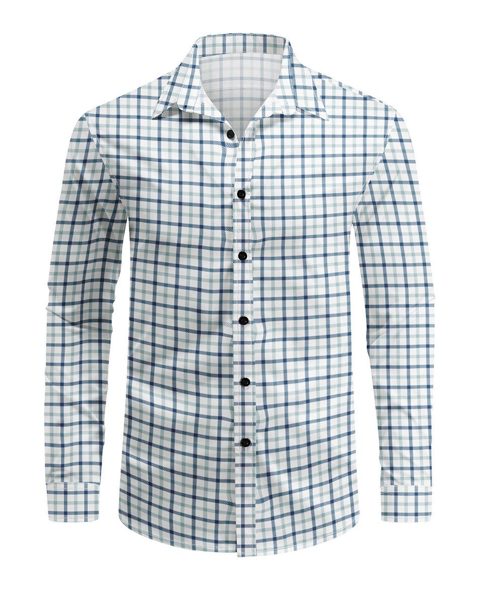 Allthemen Langarmhemd mit Karo Muster Hemd lässiges Herrenhemd Regular Fit günstig online kaufen