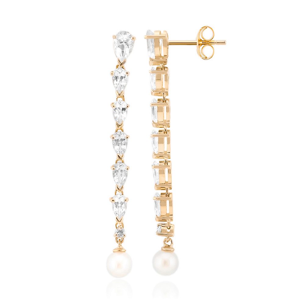 Cavill Perlenohrringe Cavill Weißtopas Ohrringe 2,93 ct, vergoldet, mit Süßwasserperlen (2-tlg)