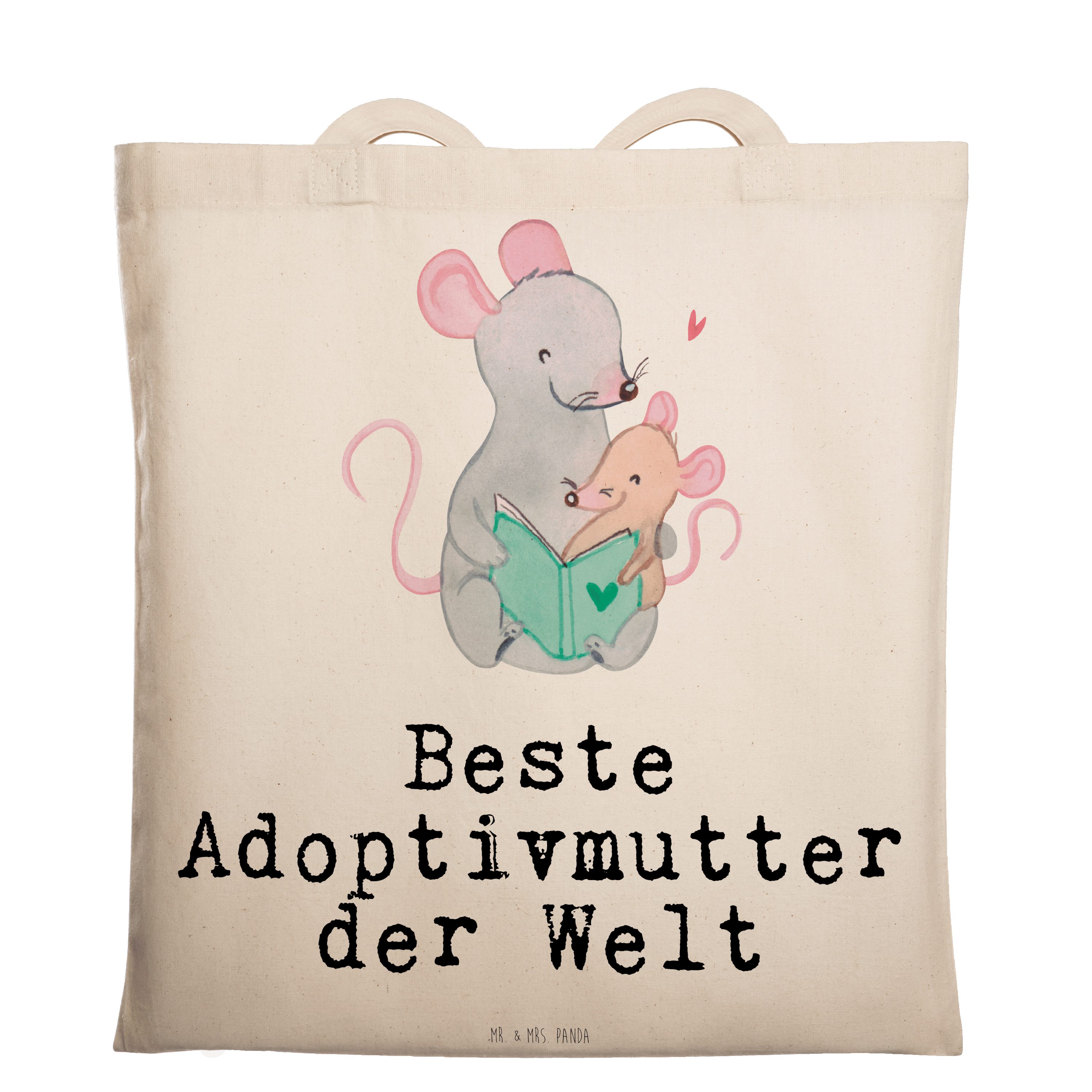 Adoptivmutter - Geschenk, - Tragetasche der Beste Welt & Transparent Mrs. Panda Mr. Einkaufst (1-tlg) Maus