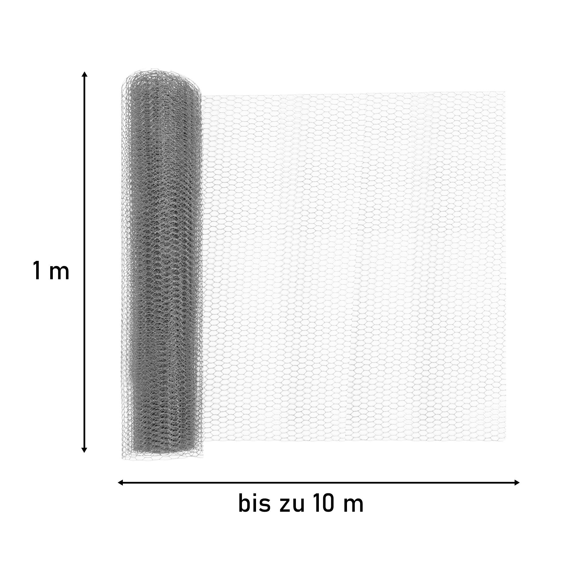 Lemodo Maschendrahtzaun Maschendrahtzaun verzinkt, 100 cm hoch silber