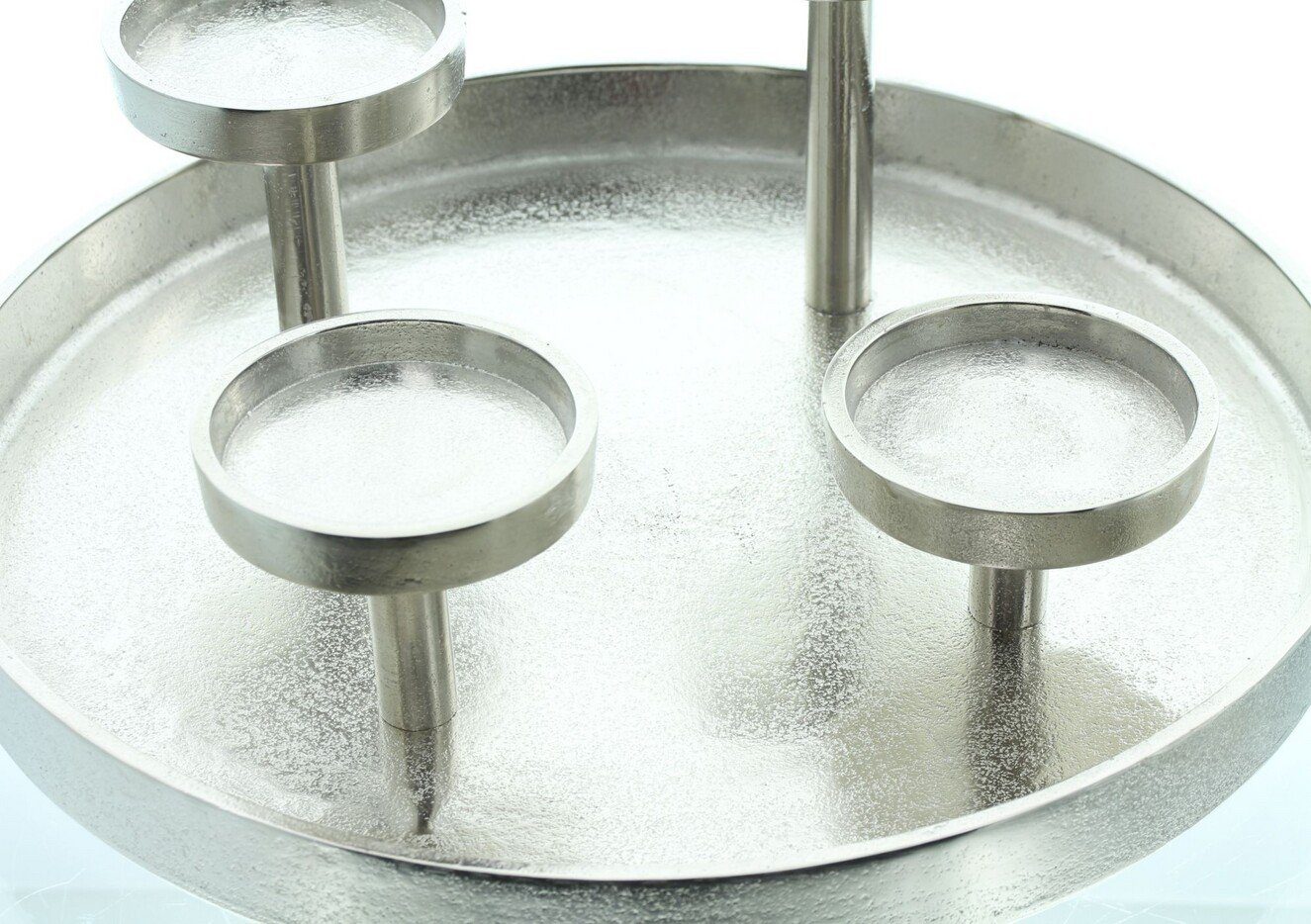 Home-trends24.de Kerzenhalter Kerzenhalter Silber Tablett Kerzenständer Antik Ø 32 cm Kerzen