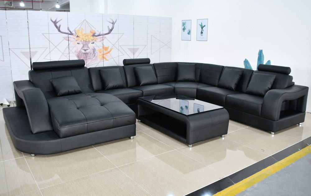 Xlmoebel Wohnlandschaft Elegantes Ecksofa aus hochwertigem Leder in U-Form, Ecksofa U-Form 1 Teile, Hergestellt in Europa