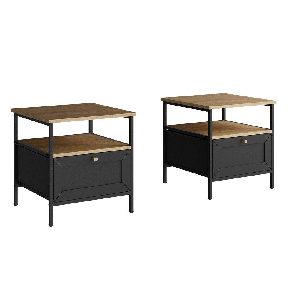 Vicco Nachtschrank Lunis, Schwarz, 45 x 47 cm 2er Set (2-St) günstig online kaufen