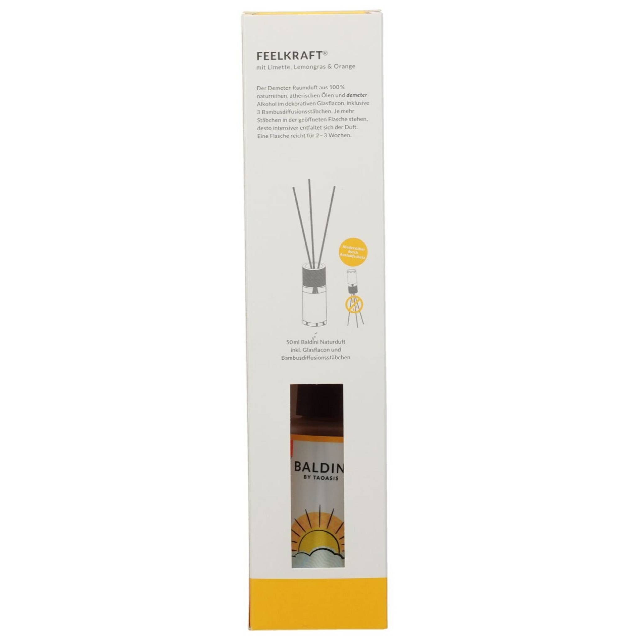 TAOASIS GmbH Natur Duft Manufaktur Duftöl BALDINI Feelkraft Raumduftset mit Stäbchen 50ml