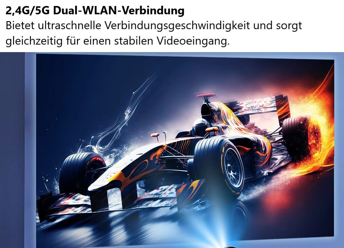 Montegoni Grauer HY300 PRO 4K-Projektor – Android 11, WiFi6, 260 ANSI, BT5.0, Beamer (1920x1080P (FHD) px, 260 ANSI-Lumen & Trapezkorrektur, Android 11 Smart System)