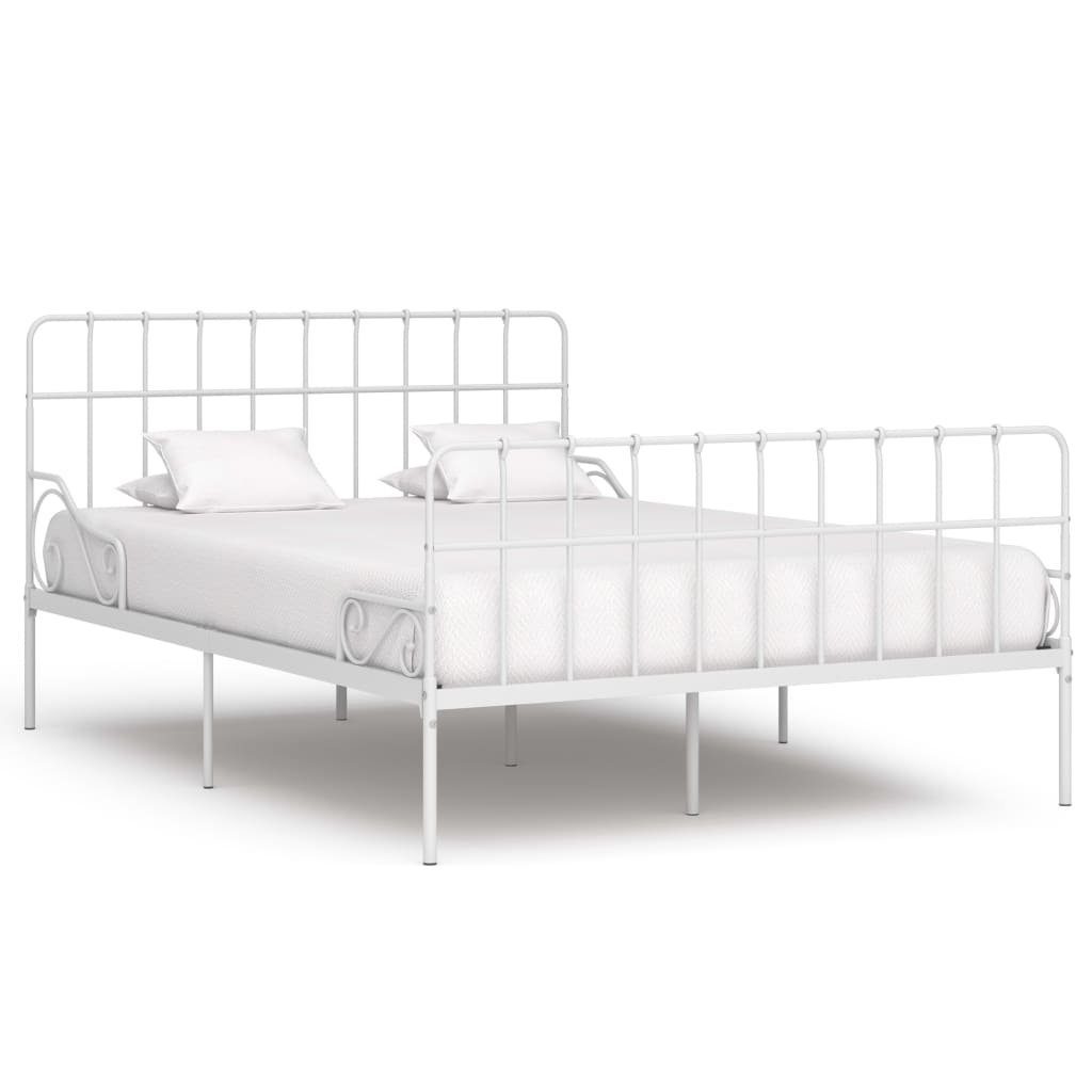 furnicato Bett Bettgestell mit Lattenrost Weiß Metall 120×200 cm