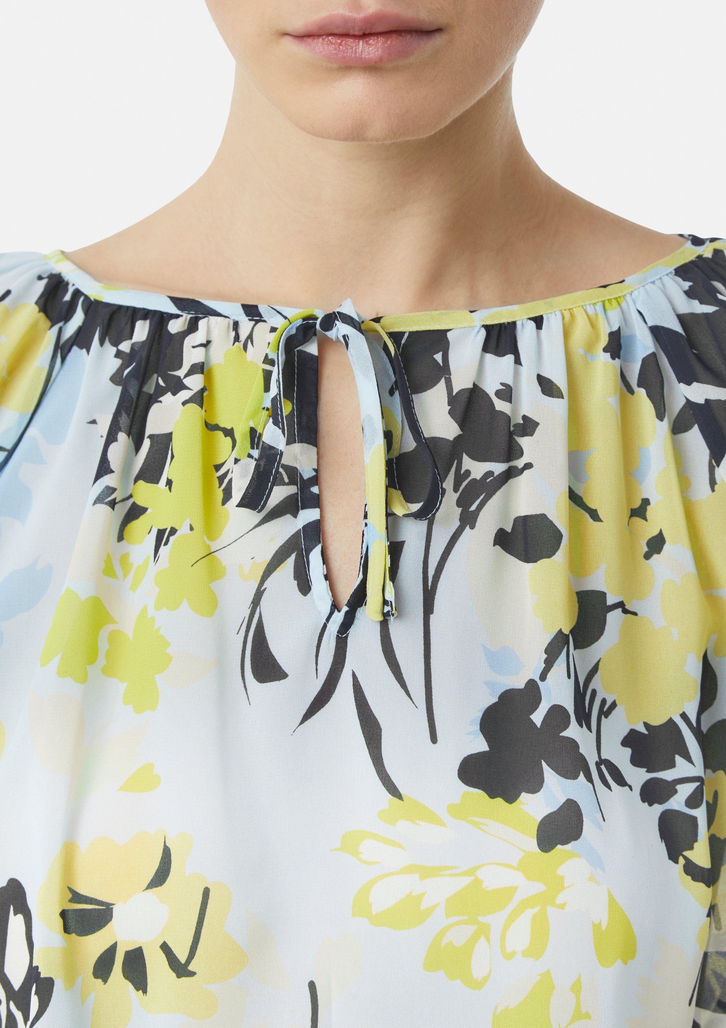 Comma Langarmbluse Semi-transparente Chiffon-Bluse mit Schleifen-Detail günstig online kaufen
