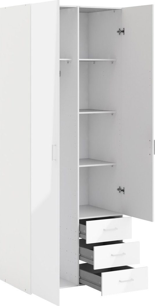 x Selbstmontage, 77,6 Kleiderschrank einfache Weiß Home 200,4 cm affaire x | 49,5 graue Weiß Stangengriffe,