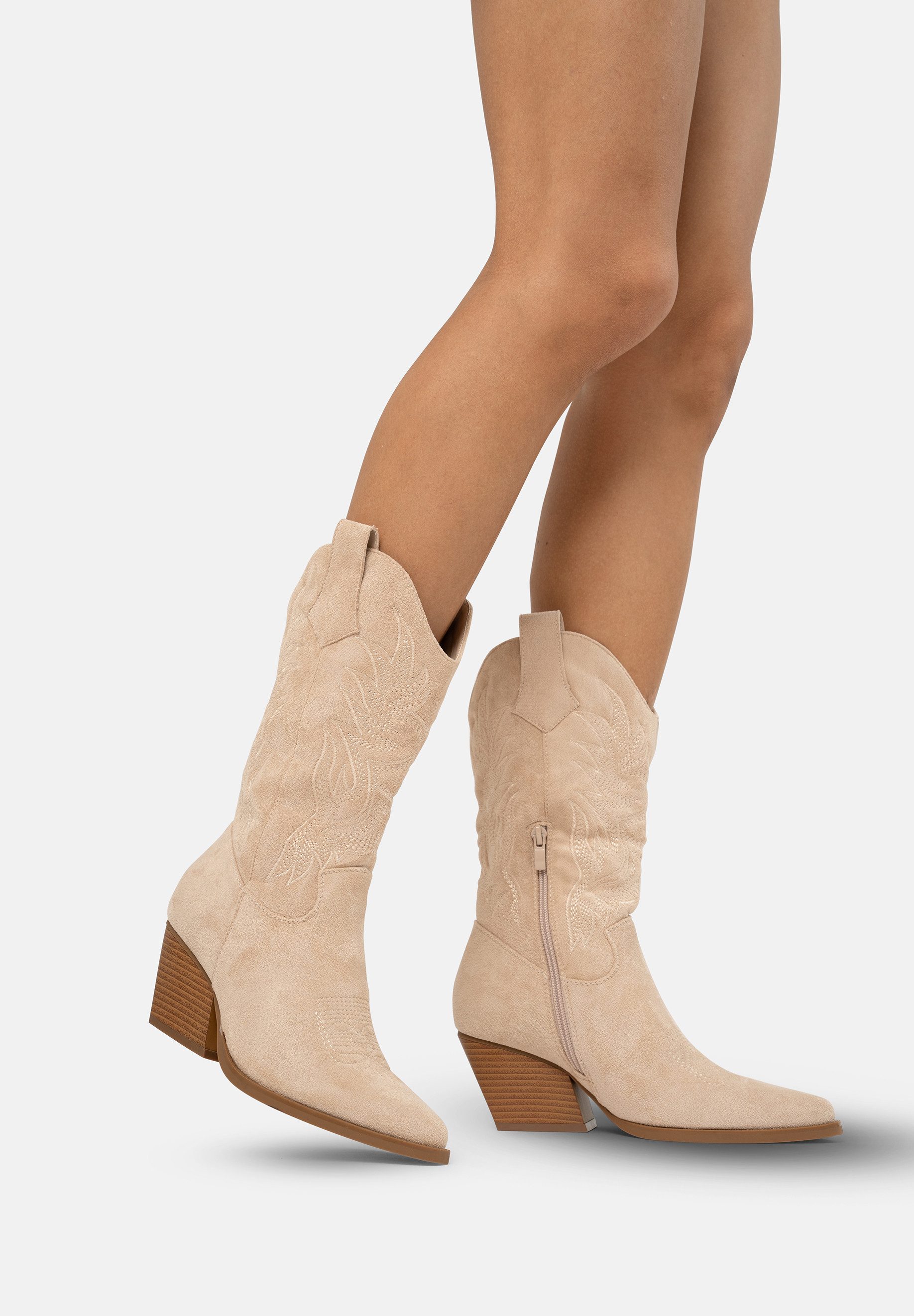 Salinyang Damen Westernstiefel mit Stickereien und Blockabsatz Cowboy Stiefel – Bild 5 von 5
