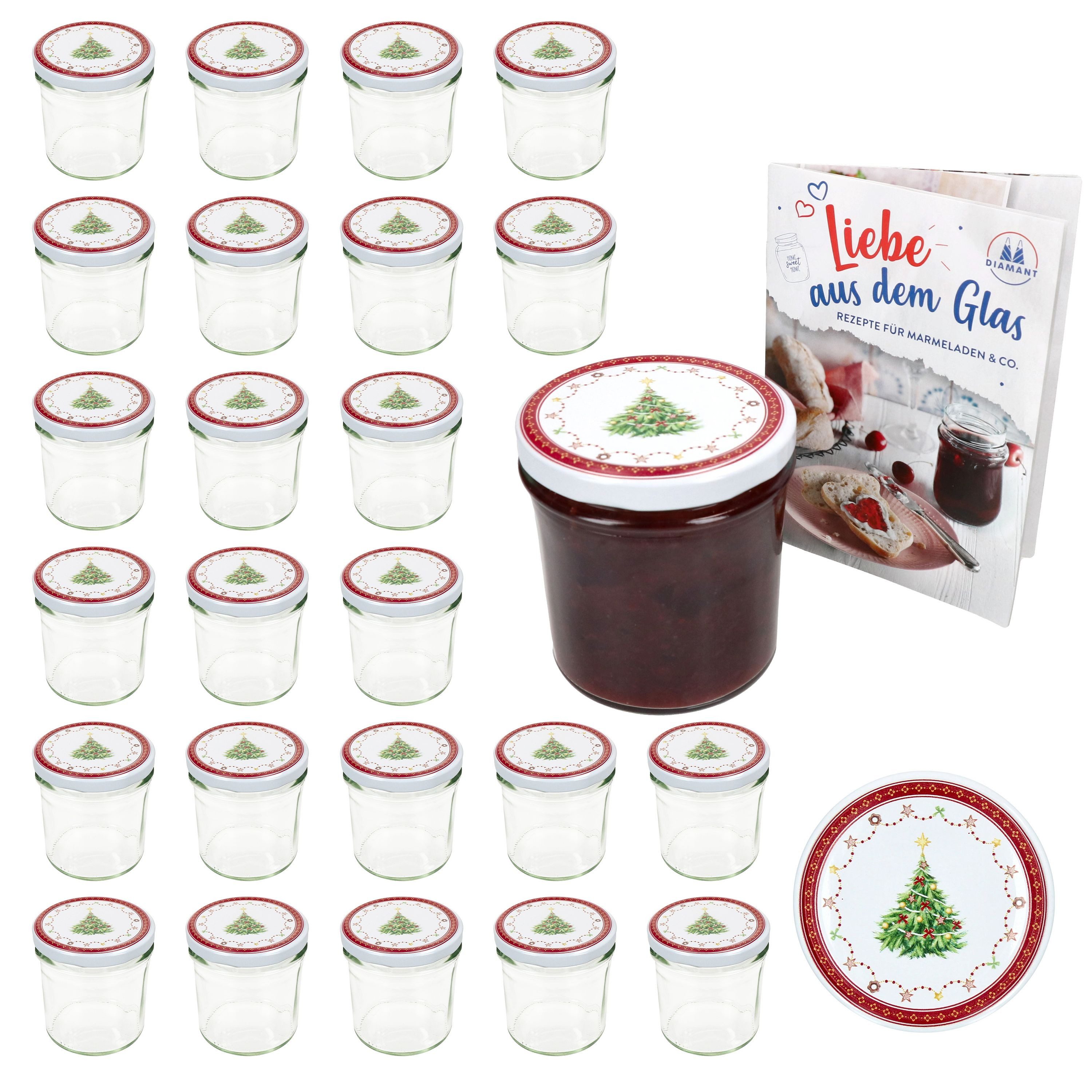 MamboCat Einmachglas 25er Set Sturzglas 350ml Einmachglas + TO-Deckel 82 Weihnachtstraum, Glas