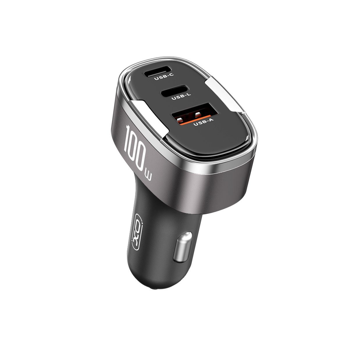 XO XO Kfz-Ladegerät CC61 PD QC 3.0 100W 1x USB 1x USB-C 1x Lightning grau Smartphone-Ladegerät