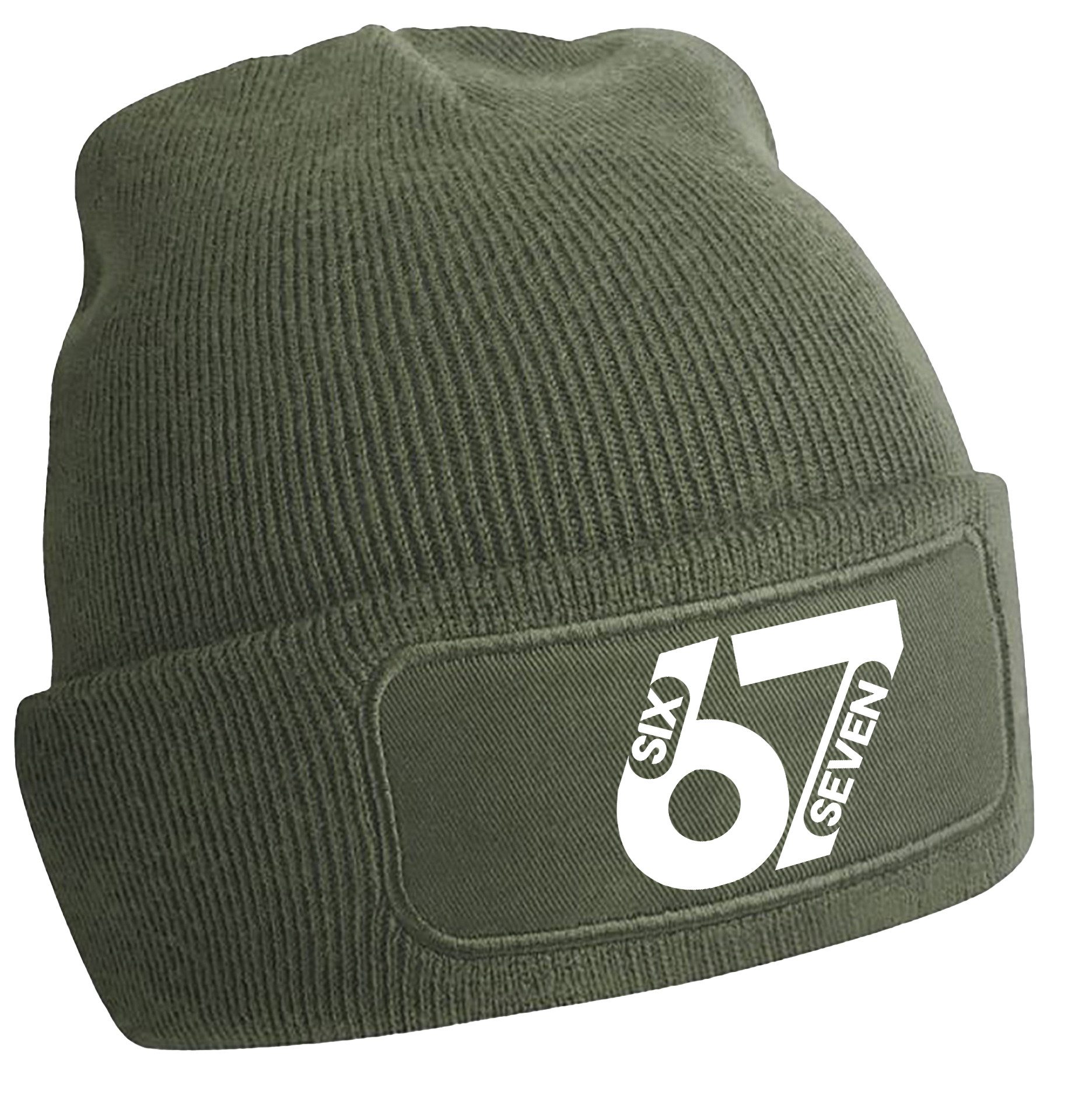 MyDesign24 Strickmütze mit 67 print Six seven Mütze Wintermütze i774