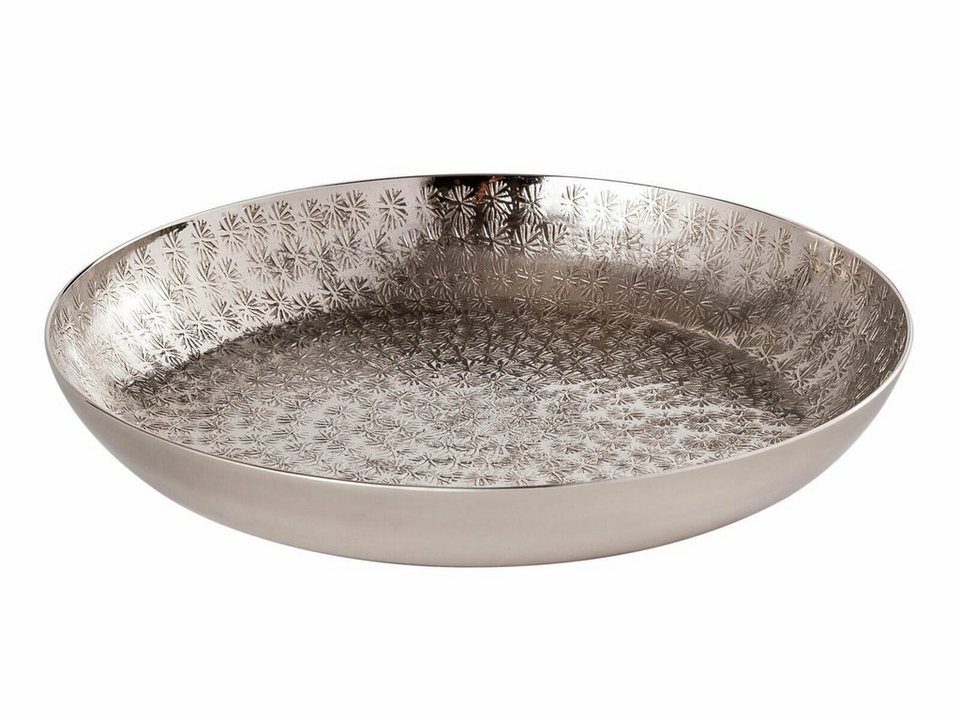 Minara Servierplatte Serviertablett Deko-Tablett rund ø 28 cm Metall silber  gehämmert