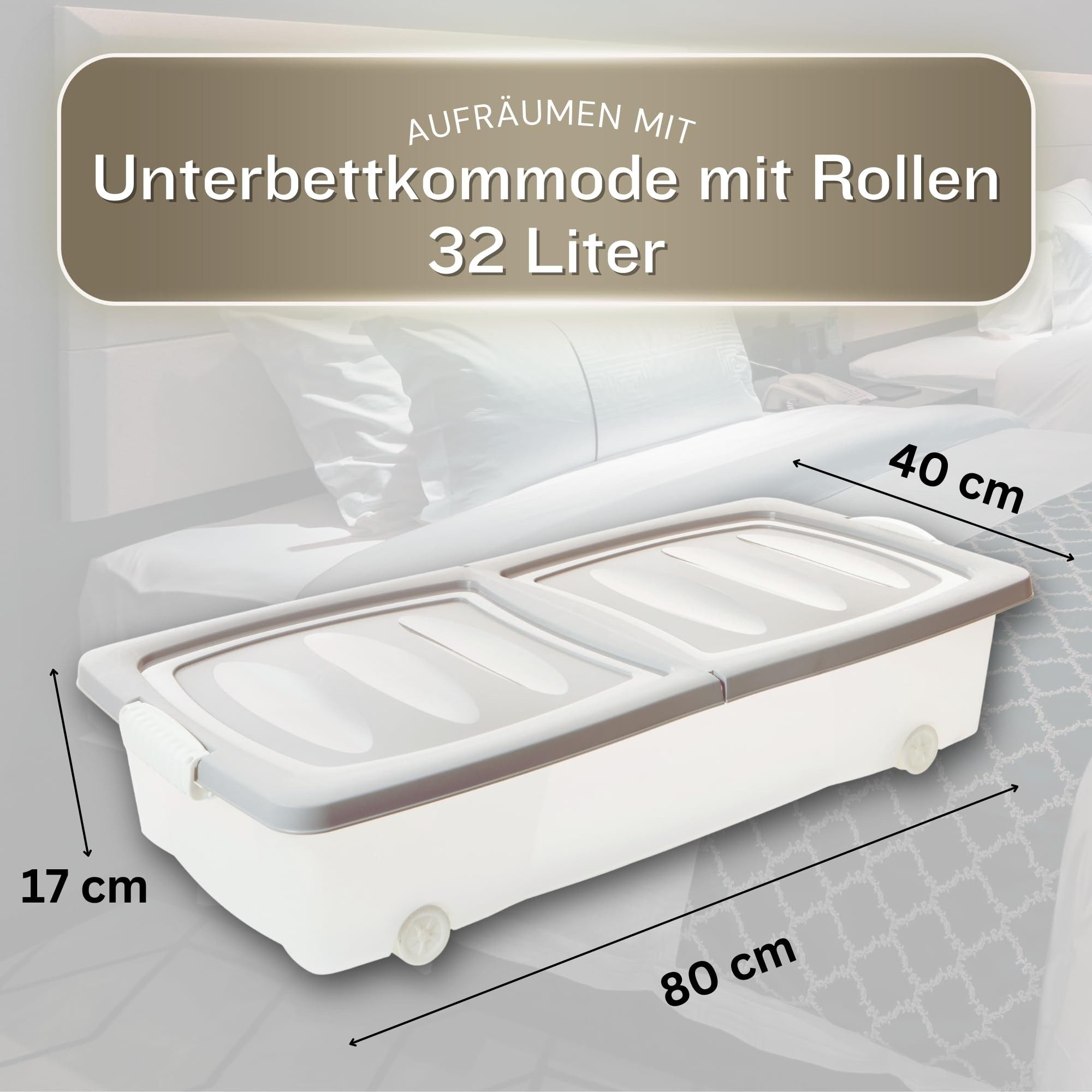 Centi Aufbewahrungsbox Unterbettkommode mit Rollen, flach, transparent (2er günstig online kaufen