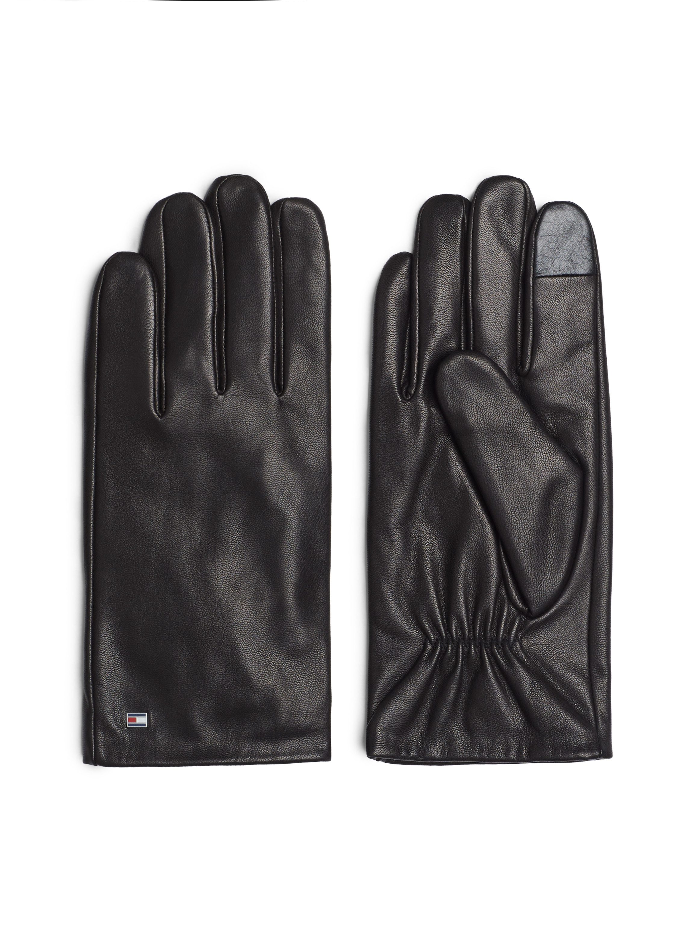 Tommy Hilfiger Lederhandschuhe ESSENTIAL FLAG LEATHER GLOVES mit Tommy Hilfiger Flagge