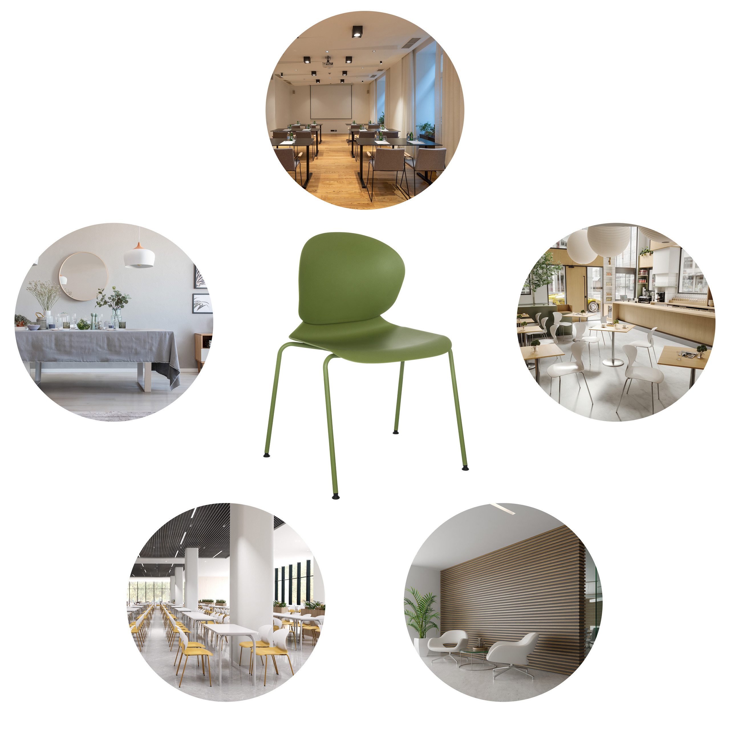 hjh OFFICE 4-Fußstuhl T36 VI Stuhl Kunststoff 1 St., Besucherstuhl Kunststoffstuhl stapelbar, ergonomische Rückenlehne