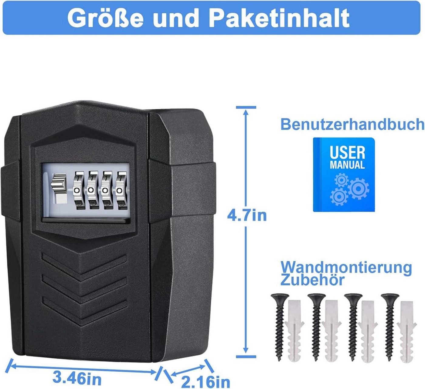 Thumbnail - LuxusKollektion Vorhängeschloss Schlüsseltresor Zahlencode Aussen Groß Schlüsselsafe Wetterfest