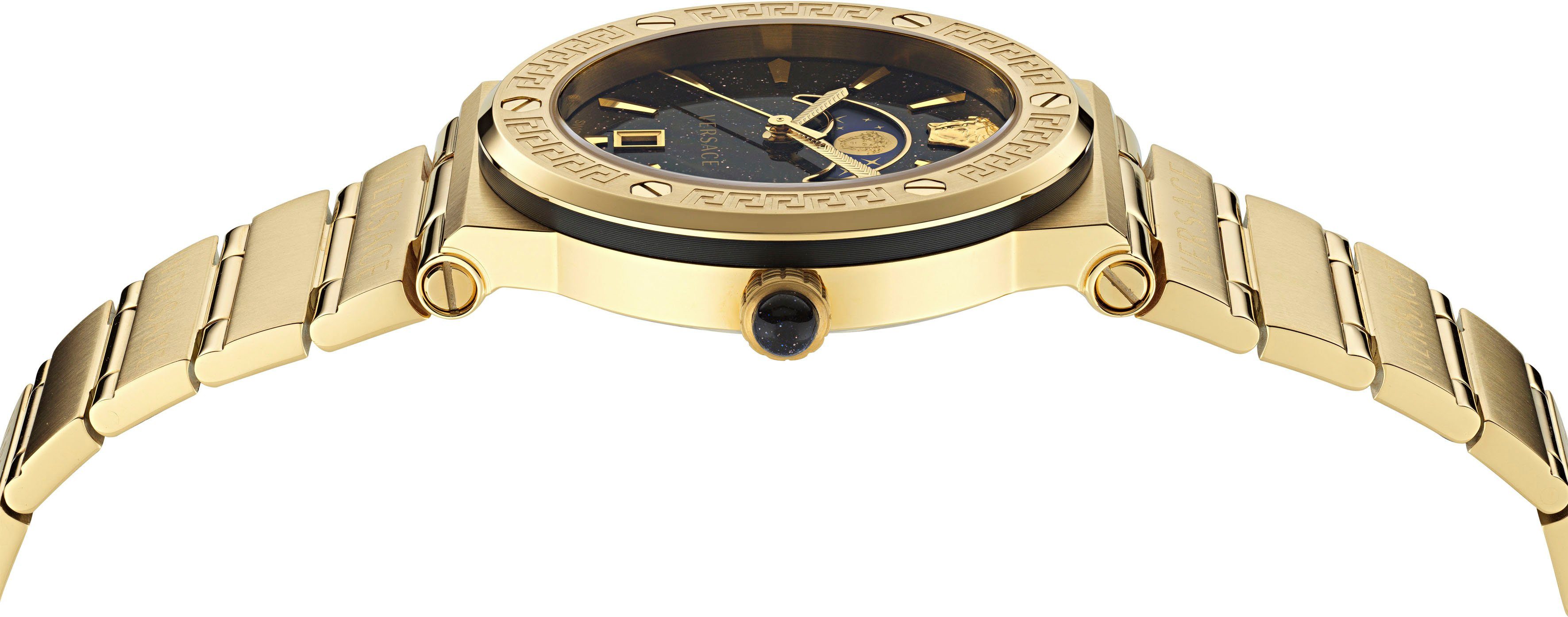 Versace Quarzuhr GRECA LOGO MOONPHASE VE7G00323, Armbanduhr, Damenuhr, Saphirglas, Datum, Swiss Made, Mondphase