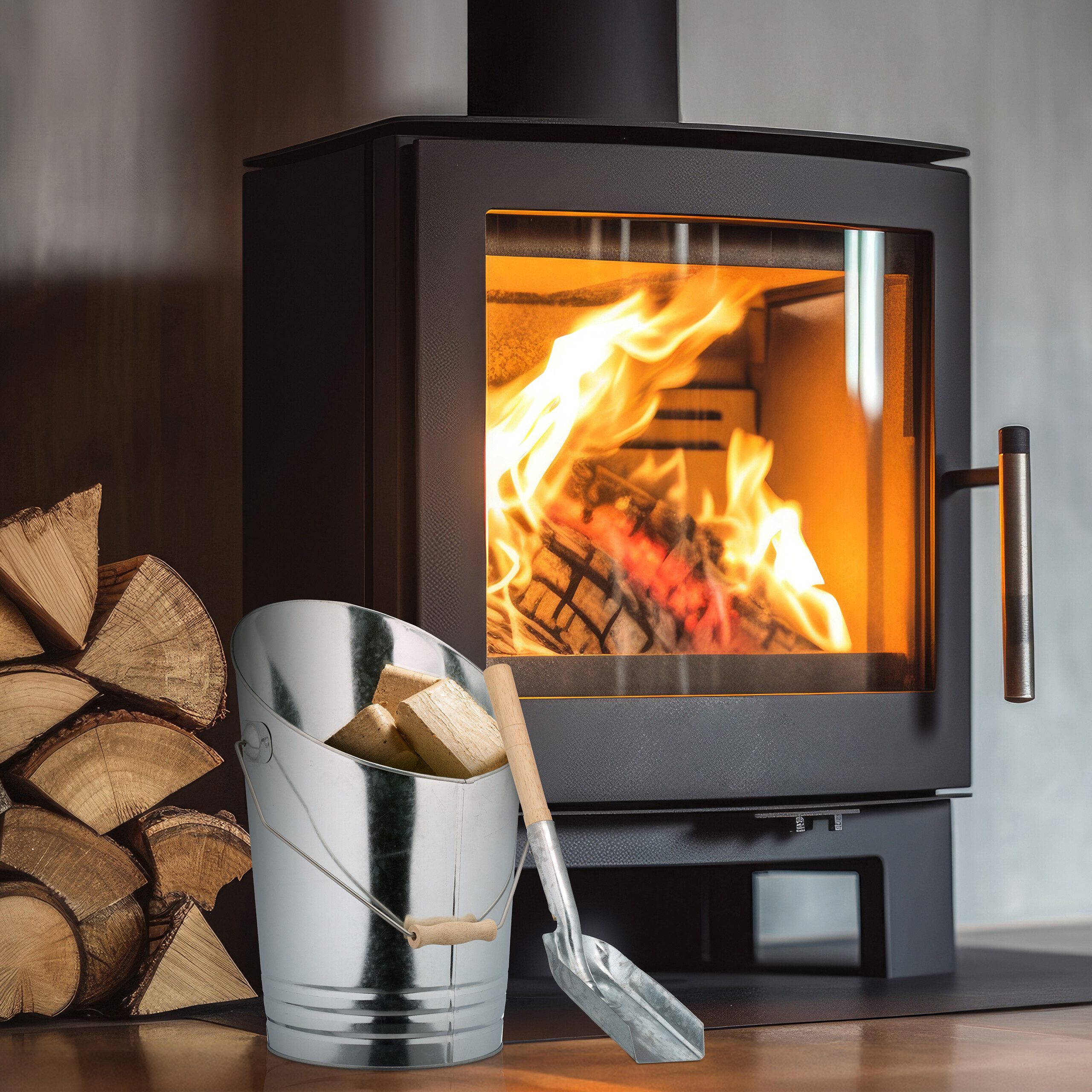 relaxdays Mülleimer Kohleneimer mit Schaufel