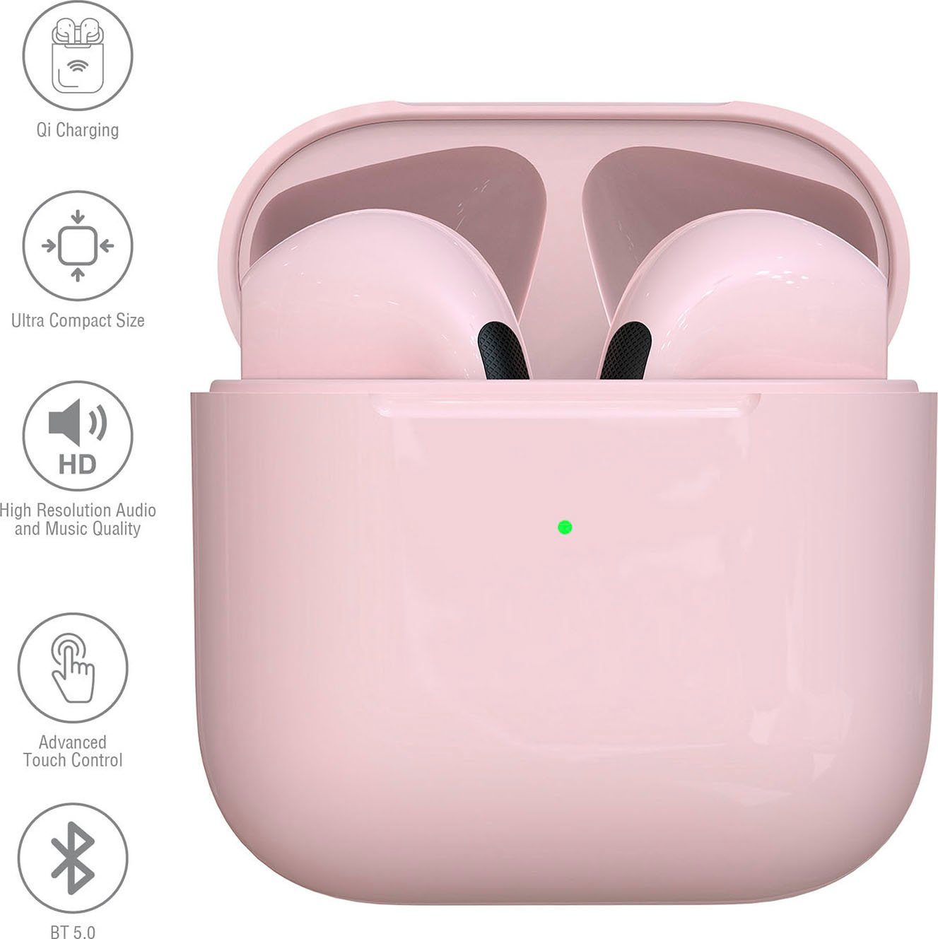 4smarts True Wireless Stereo Headset Jahre rosa Google höhenverstellbar, Pro Assistant, Herstellergarantie) SkyPods Bluetooth, (Sprachsteuerung, Siri, 3 Headset