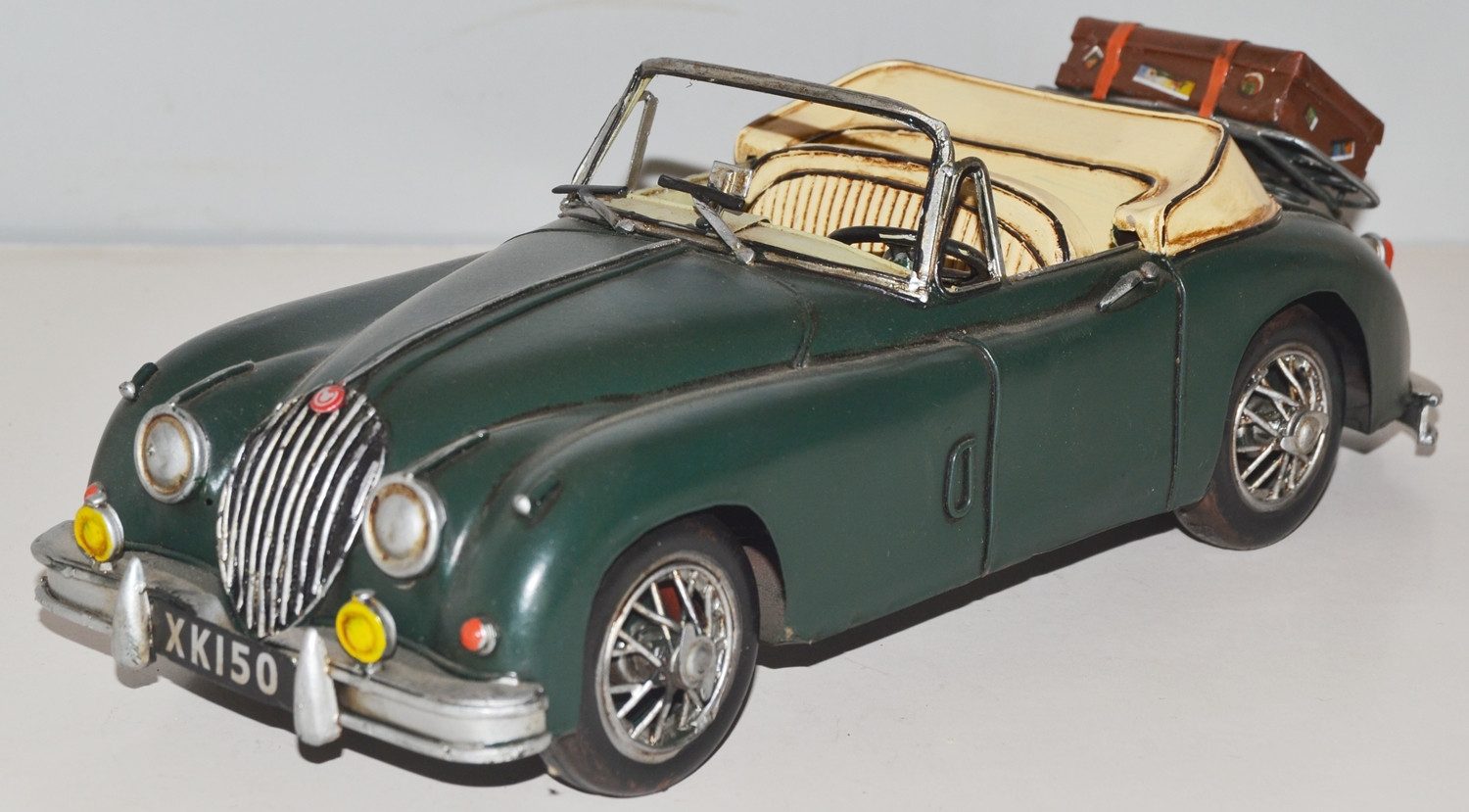 JS GartenDeko Modellauto Modellauto Oldtimer Jaguar XK 150 Sportwagen aus Blech L 31 cm