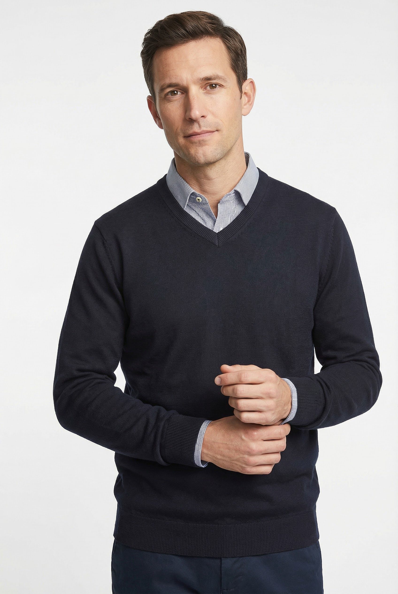 MARVELIS Strickpullover V-Ausschnitt, regular fit, Baumwolle günstig online kaufen