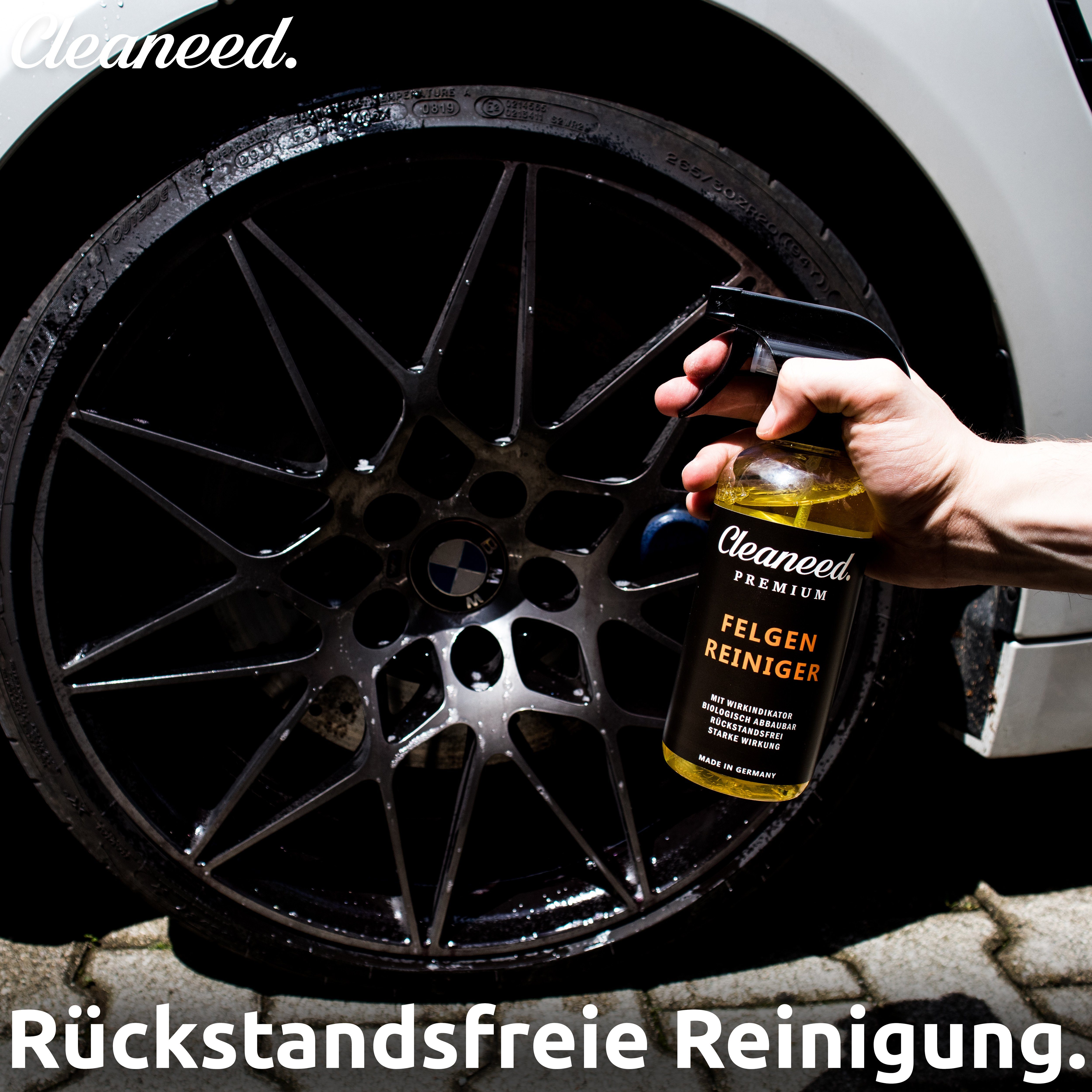 Cleaneed Premium Alufelgen Felgenreiniger Felgenreiniger (Made in Germany – Entfernt auch die stärksten Verschmutzungen - Mit Wirkindikator, Rückstandsfrei, Biologisch Abbaubar, Schonend)