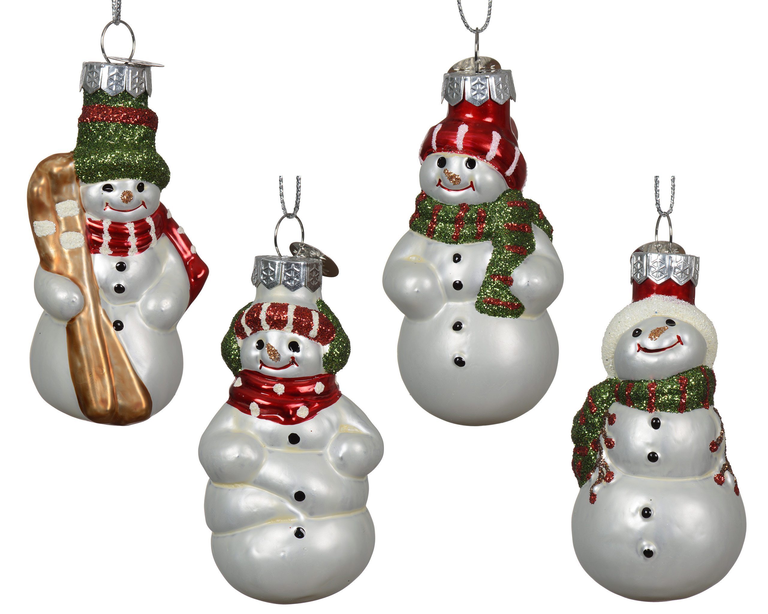 Kaemingk Christbaumschmuck, Christbaumschmuck Glas 7,5cm Schneemann Figur 1 Stück sort. Weiß