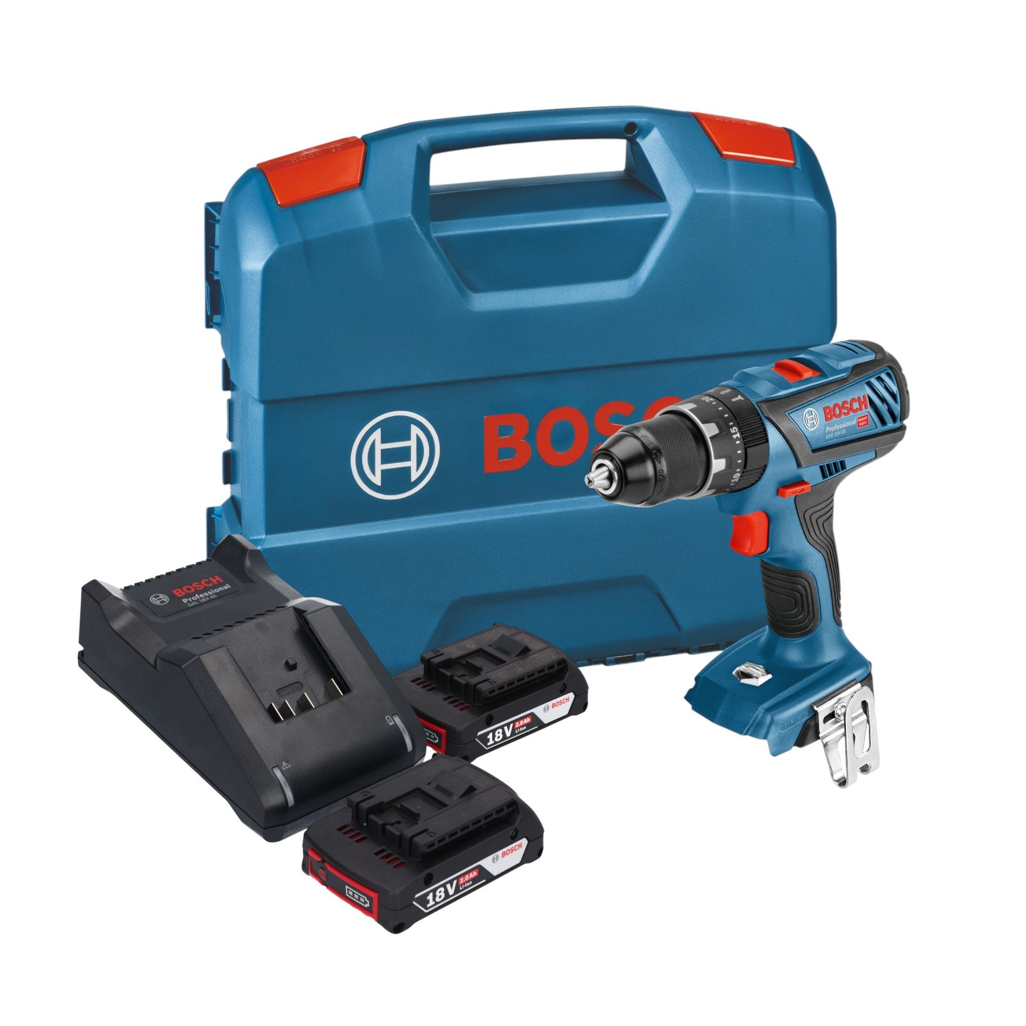 Bosch Professional Akku-Schlagbohrschrauber GSB 18V-28 Professional Akku Schlagbohrschrauber 18 V 63 Nm + 2x Akku