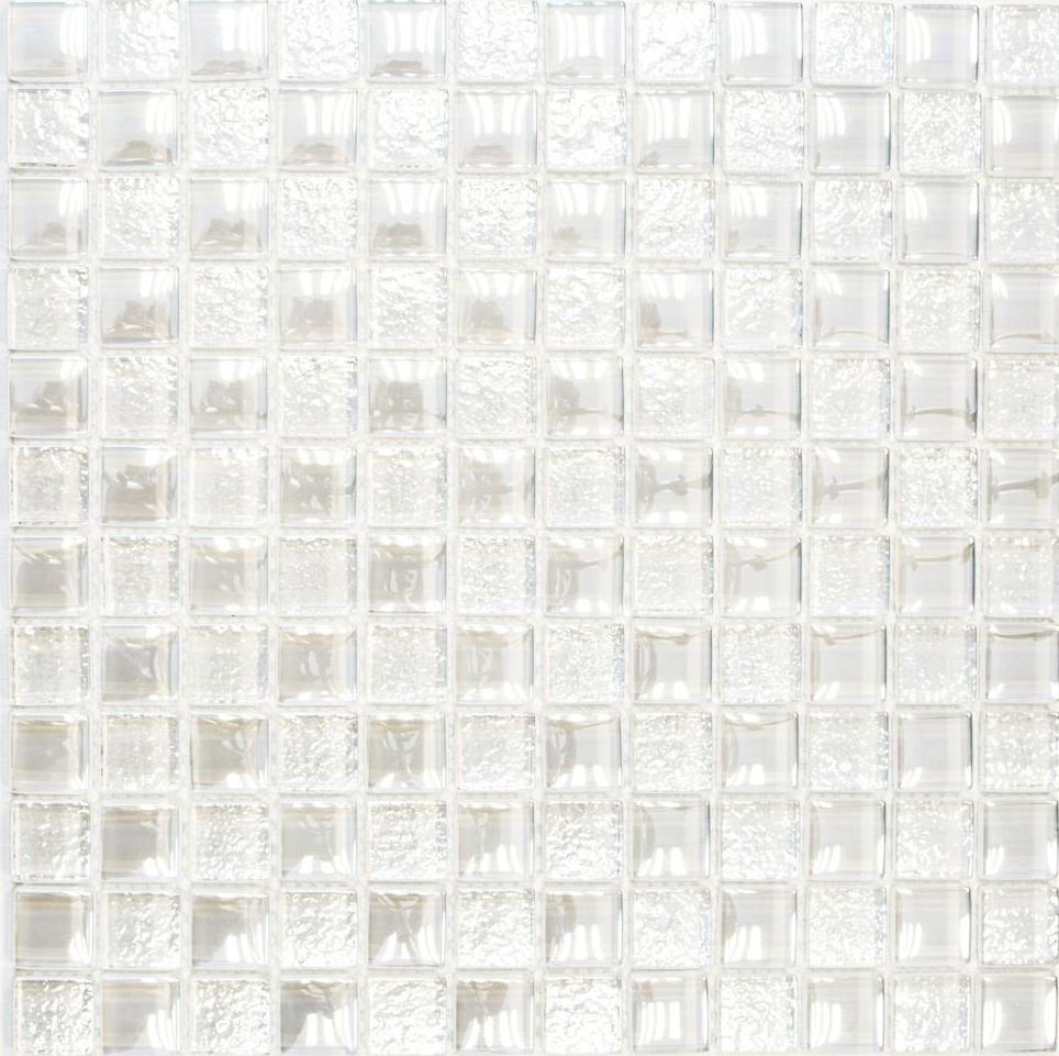 Mosani Mosaikfliesen Glasmosaik Crystal weiß glänzend / Mosaikfliesen Matten 10