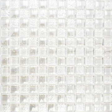 Mosani Mosaikfliesen Glasmosaik Crystal Mosaikfliesen weiß glänzend / 10 Matten