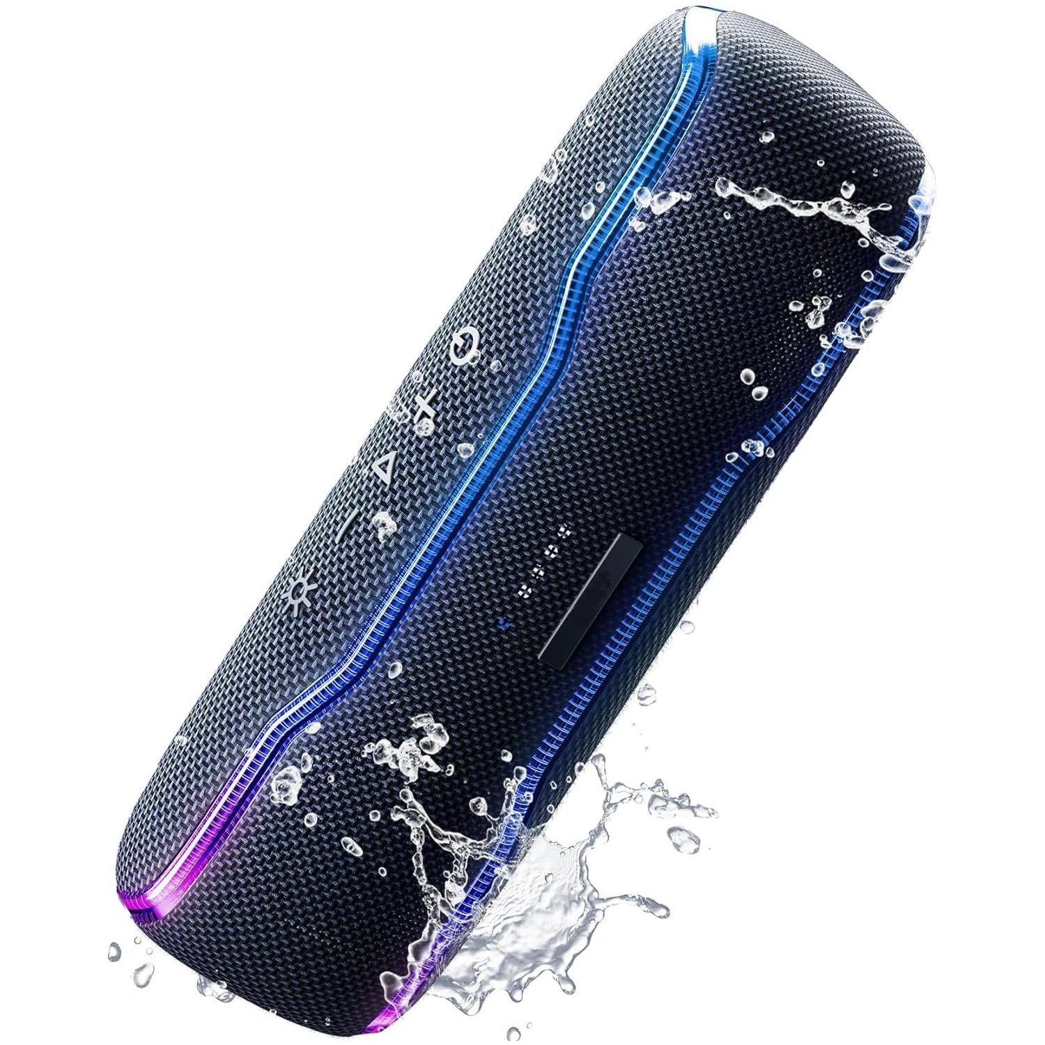 TUWENA Bluetooth Lautsprecher Musikbox Tragbarer Wasserdicht Stereo-Pairing Bluetooth-Lautsprecher (mit Bunten Licht und Satten Bässen, Eingebautes Mikrofon, 24h Akku)