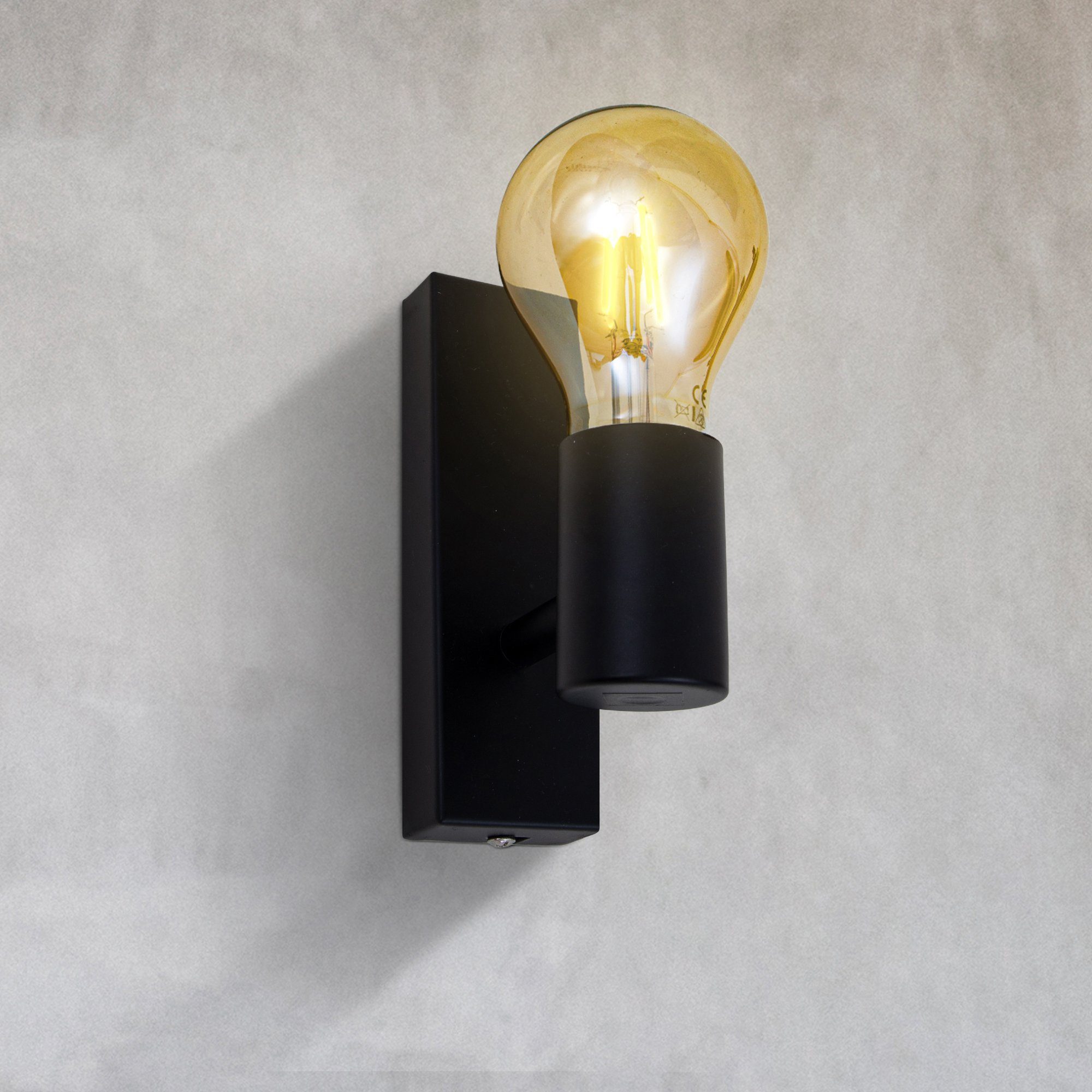 Retro Vintage Wandleuchte, wechselbar, E27 Wohnzimmer Warmweiß, B.K.Licht Leuchtmittel Wandspot LED matt Wandlampe Industrie Flur