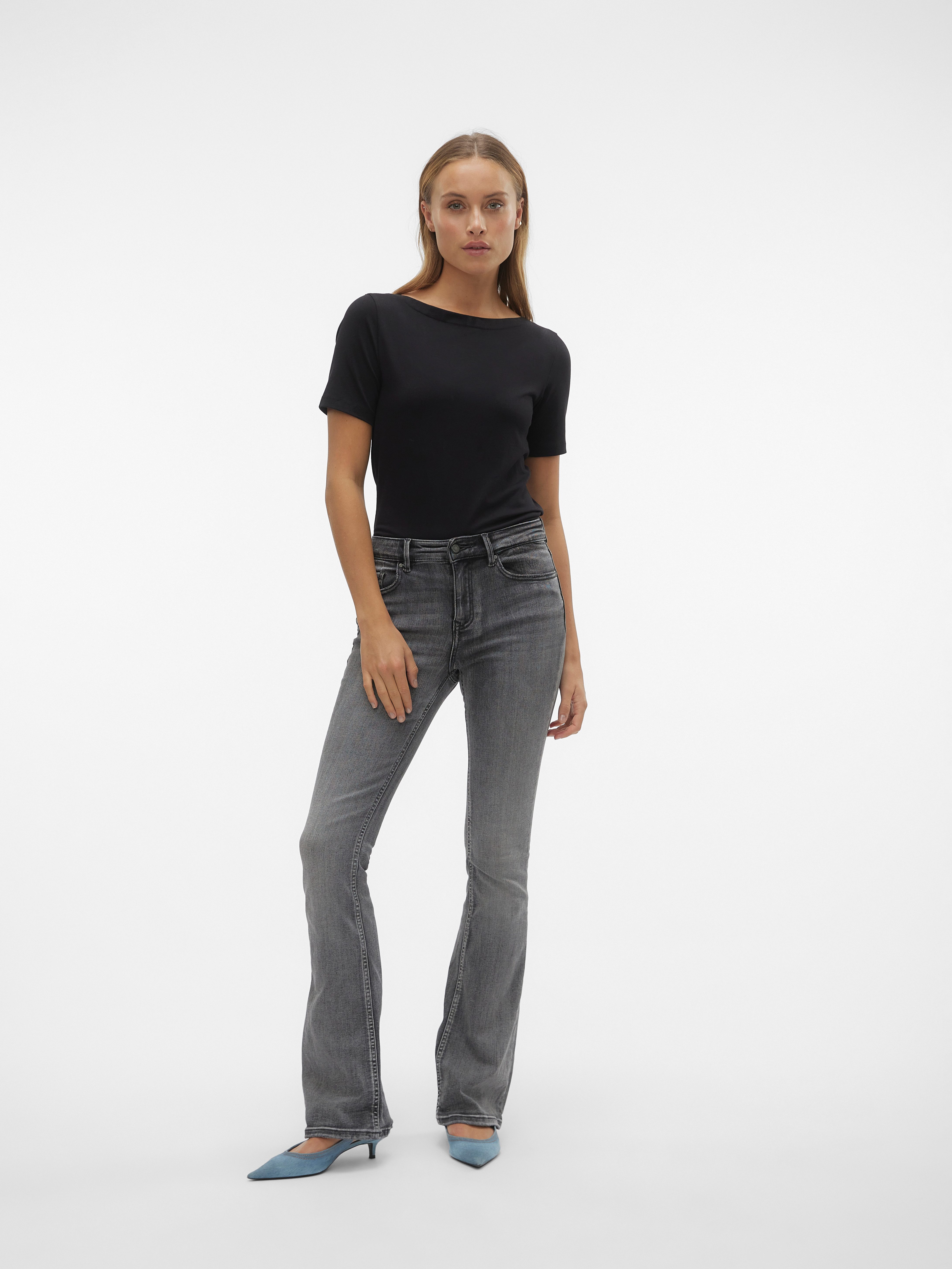 Vero Moda Bootcut-Jeans VMFLASH MR FLARED JEANS LI213 GA NOOS Baumwollmischung mit Stretch, regular waist, bootcut fit