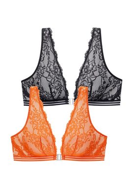 petite fleur Bralette-BH (Packung, 2 Stück) ohne Bügel mit praktischem Vorderverschluss, Spitzen-BH, Dessous